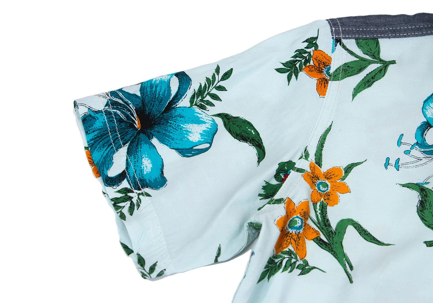 Junya Watanabe Floral Print Rayon Short Sleeve Shirt in Light Blue Size US XS / EU 42 / 0 - 7 Thumbnail