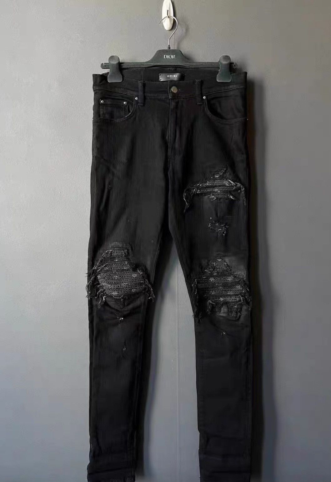 image of Amiri Cashew Flower Jeans in Black, Men's (Size 32)