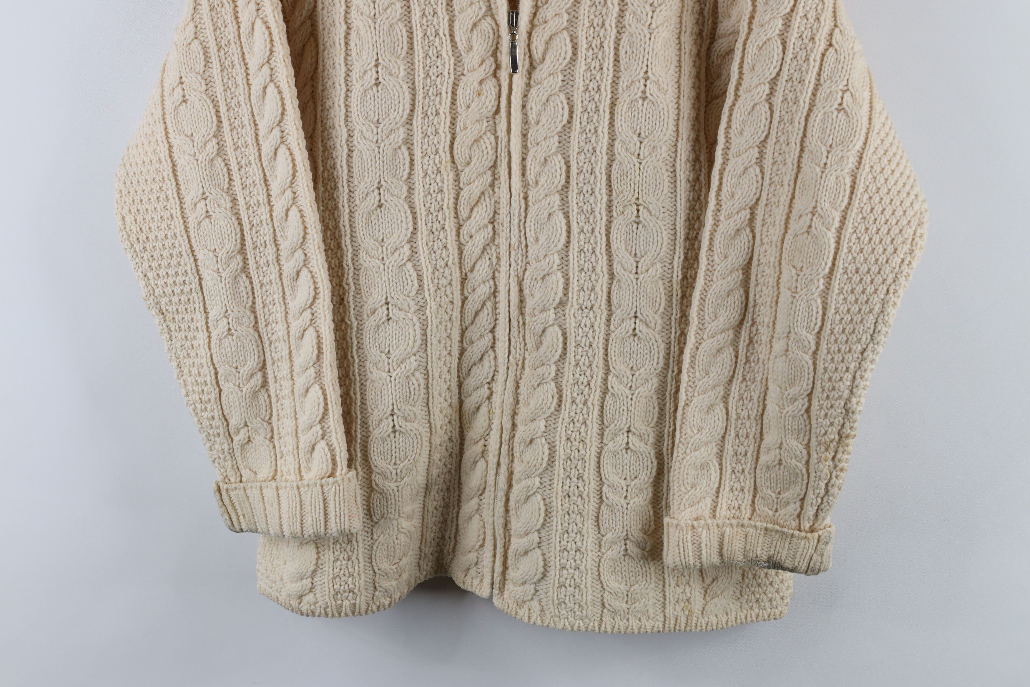 Vintage Vintage 90s Irish Wool Fisherman Knit Full Zip Sweater Size S / US 4 / IT 40 - 3 Thumbnail