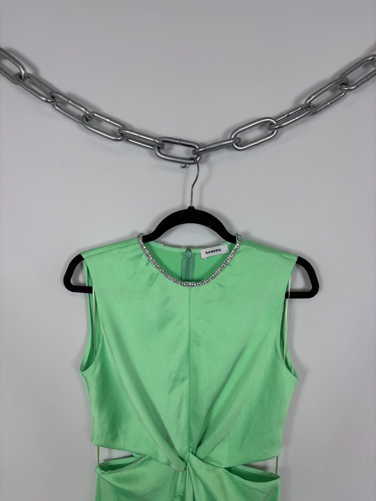 Sandro Sandro Paris E24Neon Vert Fluo NWT Green Cutout Midi Dress Size S / US 4 / IT 40 - 3 Thumbnail