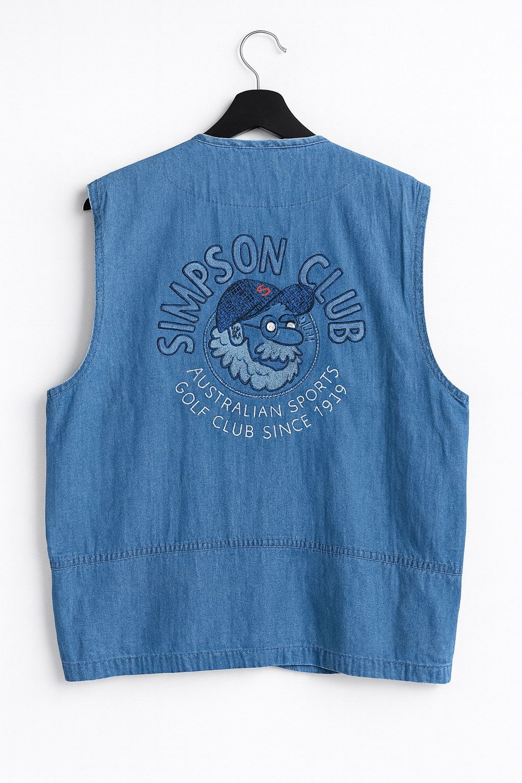 Vintage Vintage Simpson Club Denim Vest 90s Sports Casual Embroidere Size US M / EU 48-50 / 2 - 2 Thumbnail