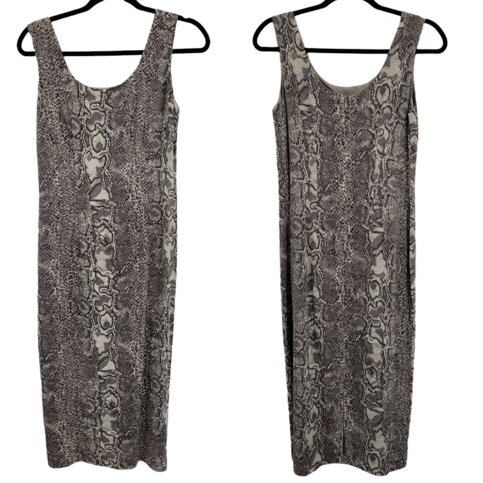 Taiga Vtg 90's Taiga Tank Midi Dress Sz S Gray Snake Sleeveless Sc Size XS / US 0-2 / IT 36-38 - 4 Thumbnail