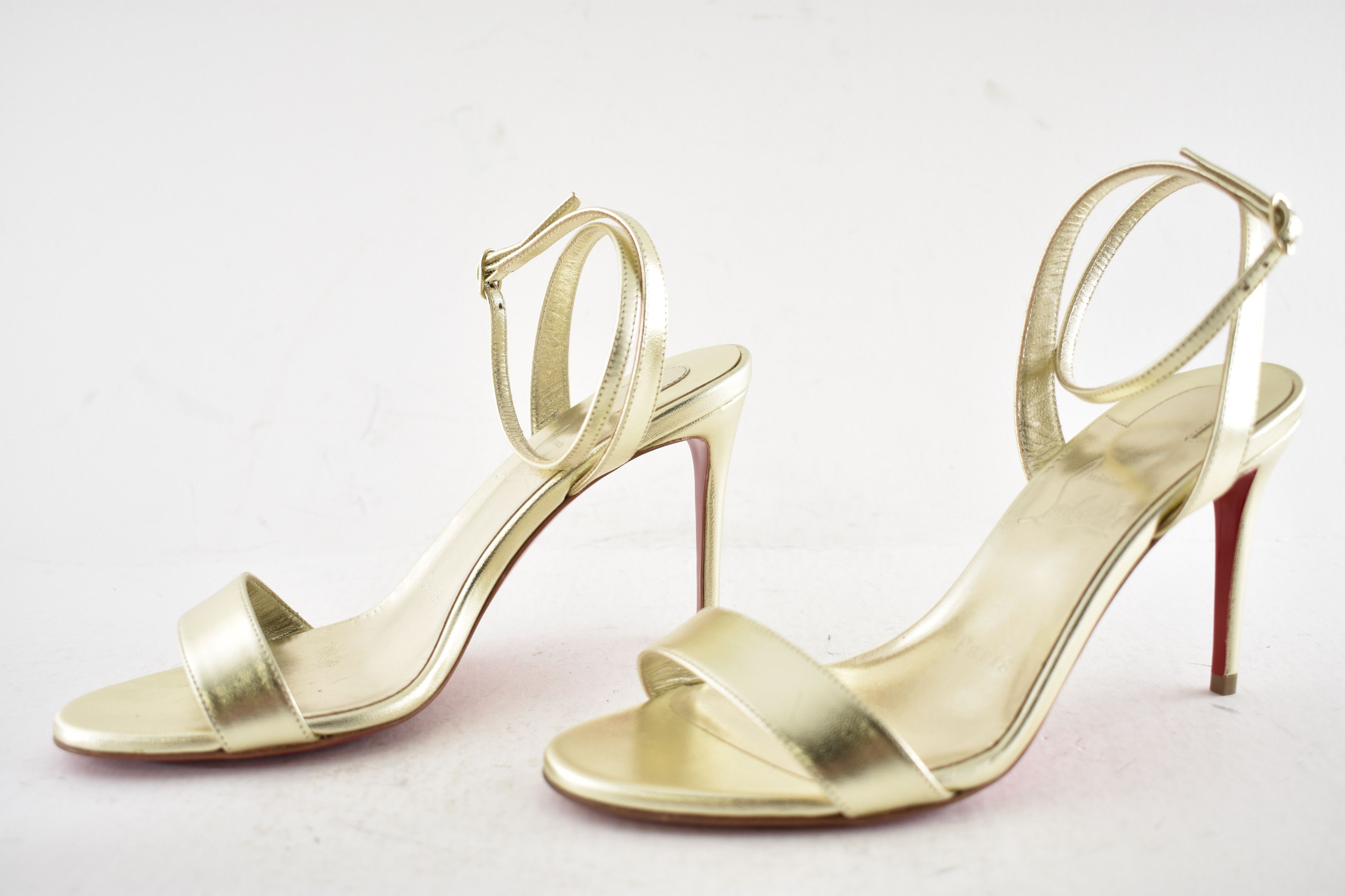 Christian Louboutin Loubigirl 85 Platine Gold Ankle Strap Sandal Heel Pump 41 Size US 11 / IT 41 - 15 Thumbnail