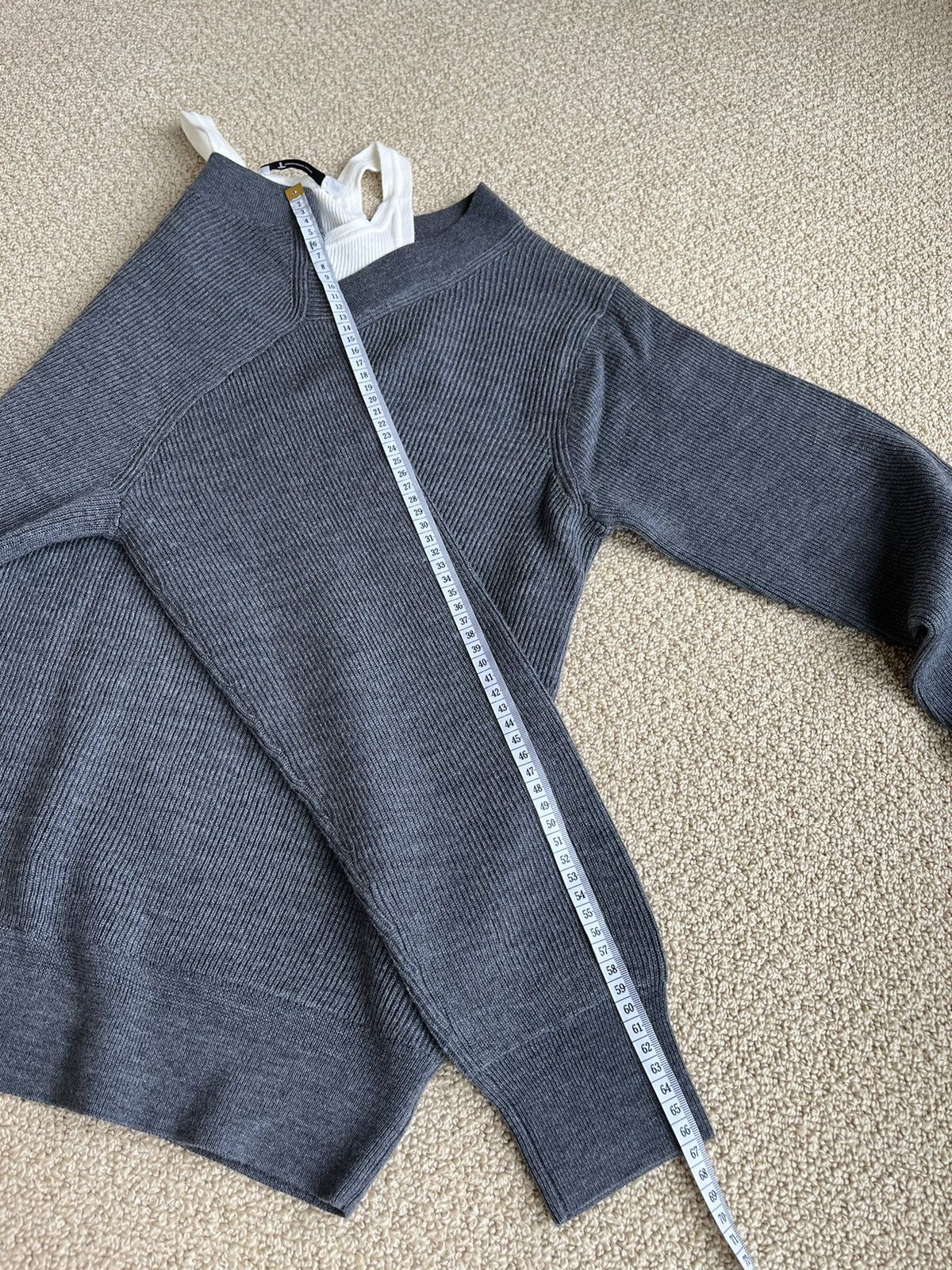 Rubbed Off-Shoulder Wool Sweater With Tank