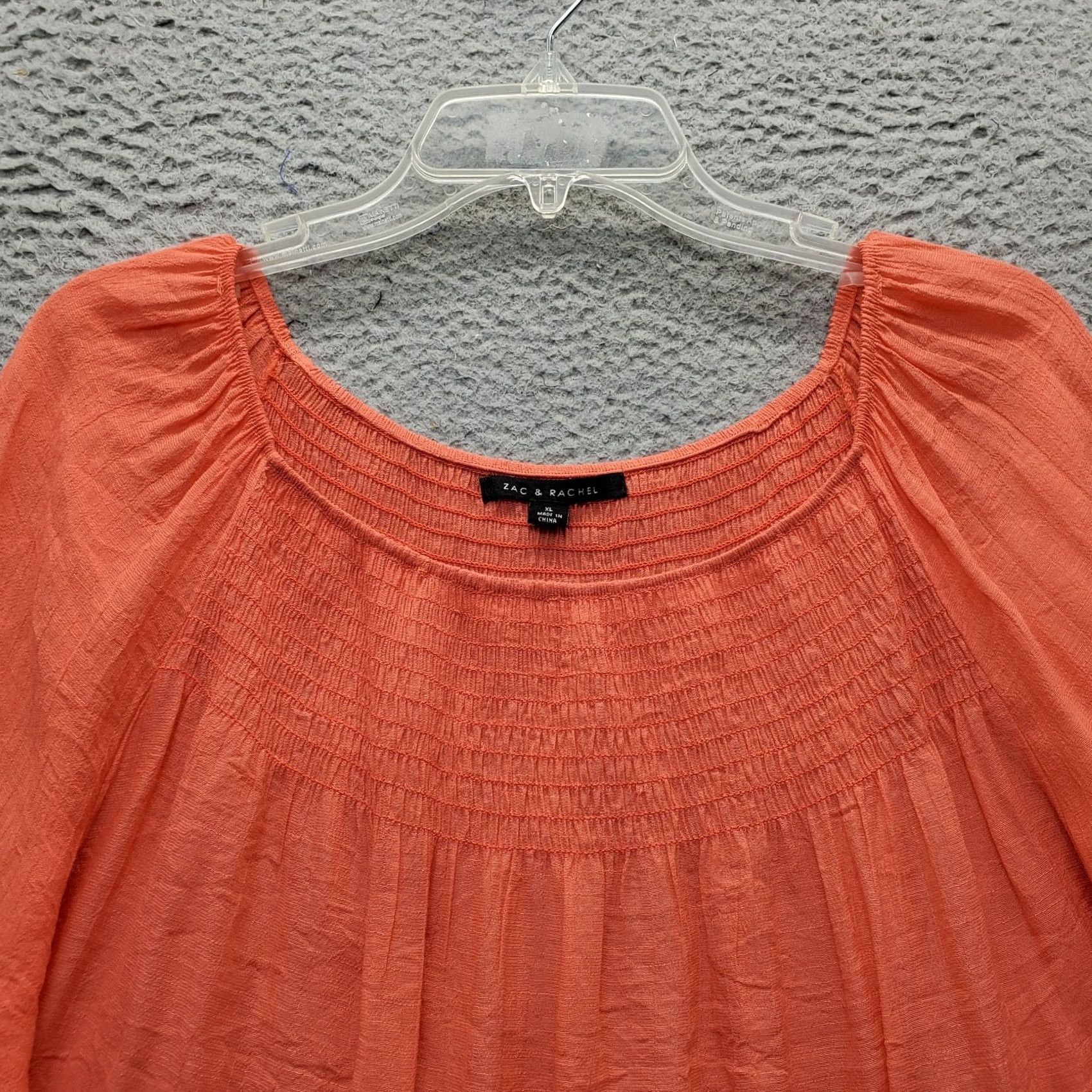 Vintage Zac & Rachel Womens XL Orange Flutter Sleeve Blouse Top - Boho Smocked Detail Shirt Size XL / US 12-14 / IT 48-50 - 7 Thumbnail