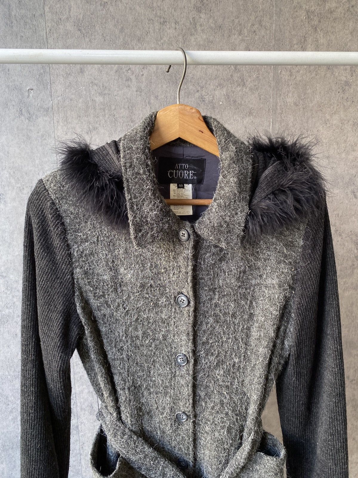 Yohji Yamamoto Atto Cuore Japan Designer Wool Fur Hoodie Jacket Size US S / EU 44-46 / 1 - 4 Thumbnail