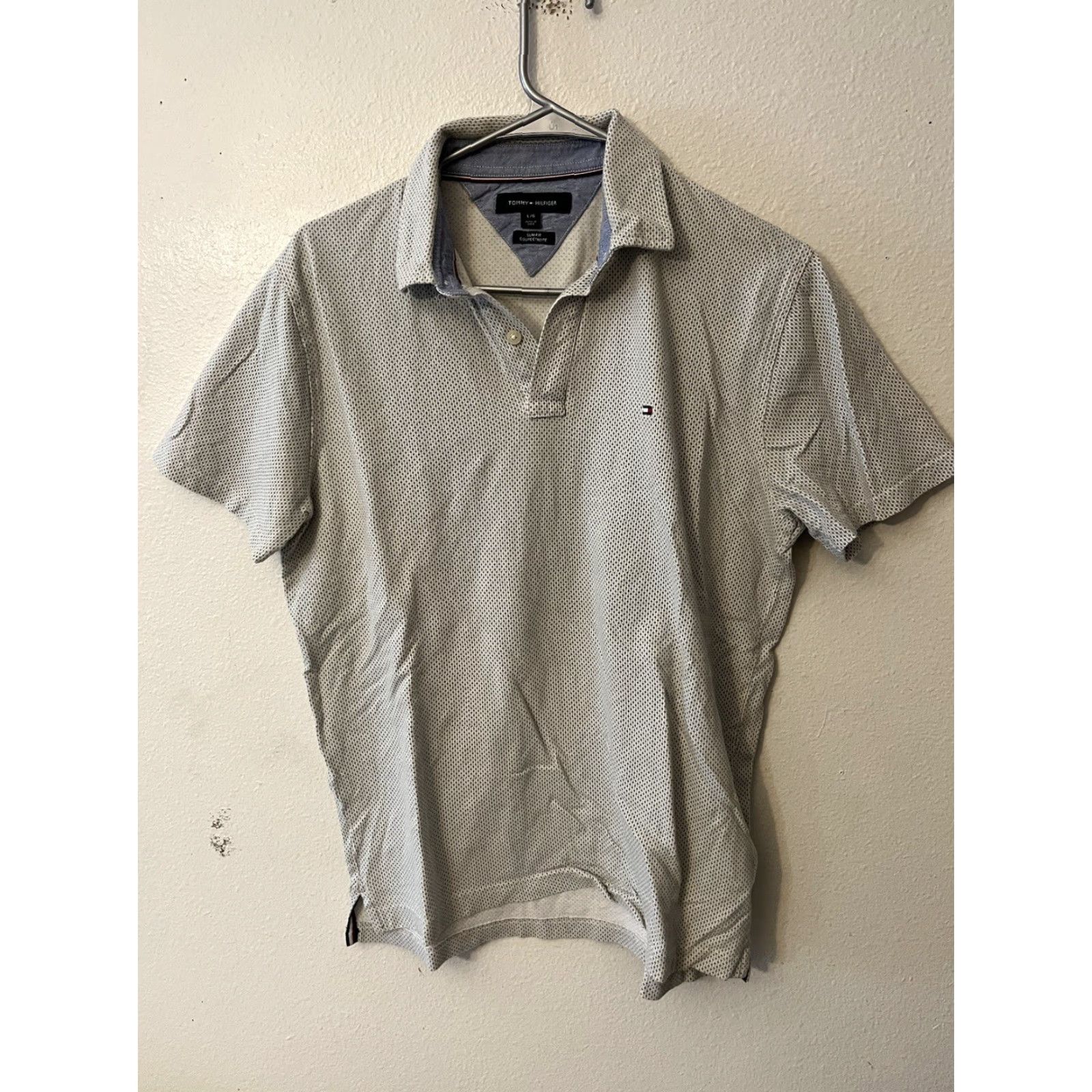 Tommy Hilfiger Tommy Hilfiger Polo Shirt Short Sleeve Mens Large Gray Geometric Slim Fit Size US L / EU 52-54 / 3 - 2 Thumbnail