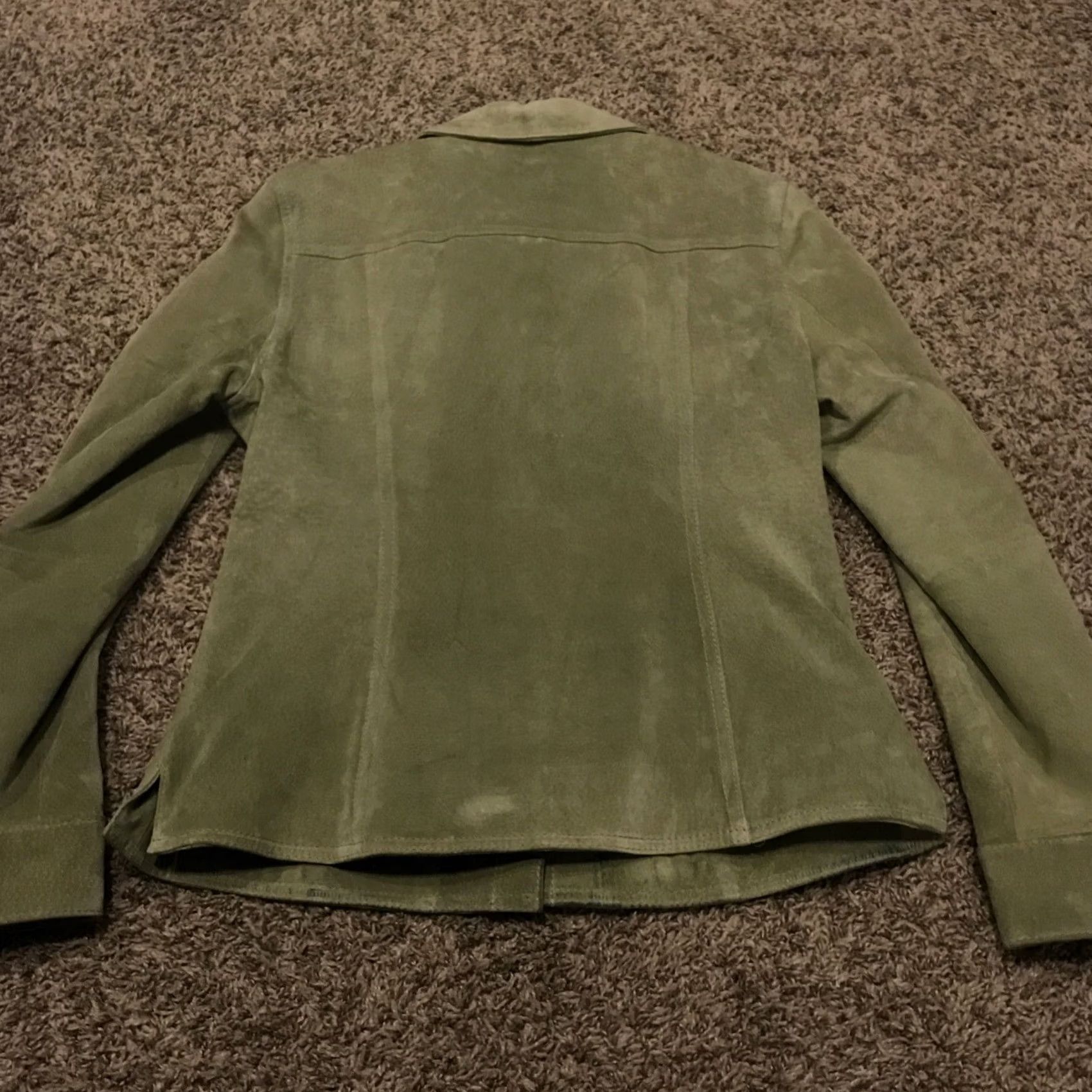 Cherokee Cherokee Womens Jacket Leather Button Up Green Lined Plus Size S Short Casual Fall Spring Winter V2K Size S / US 4 / IT 40 - 3 Thumbnail