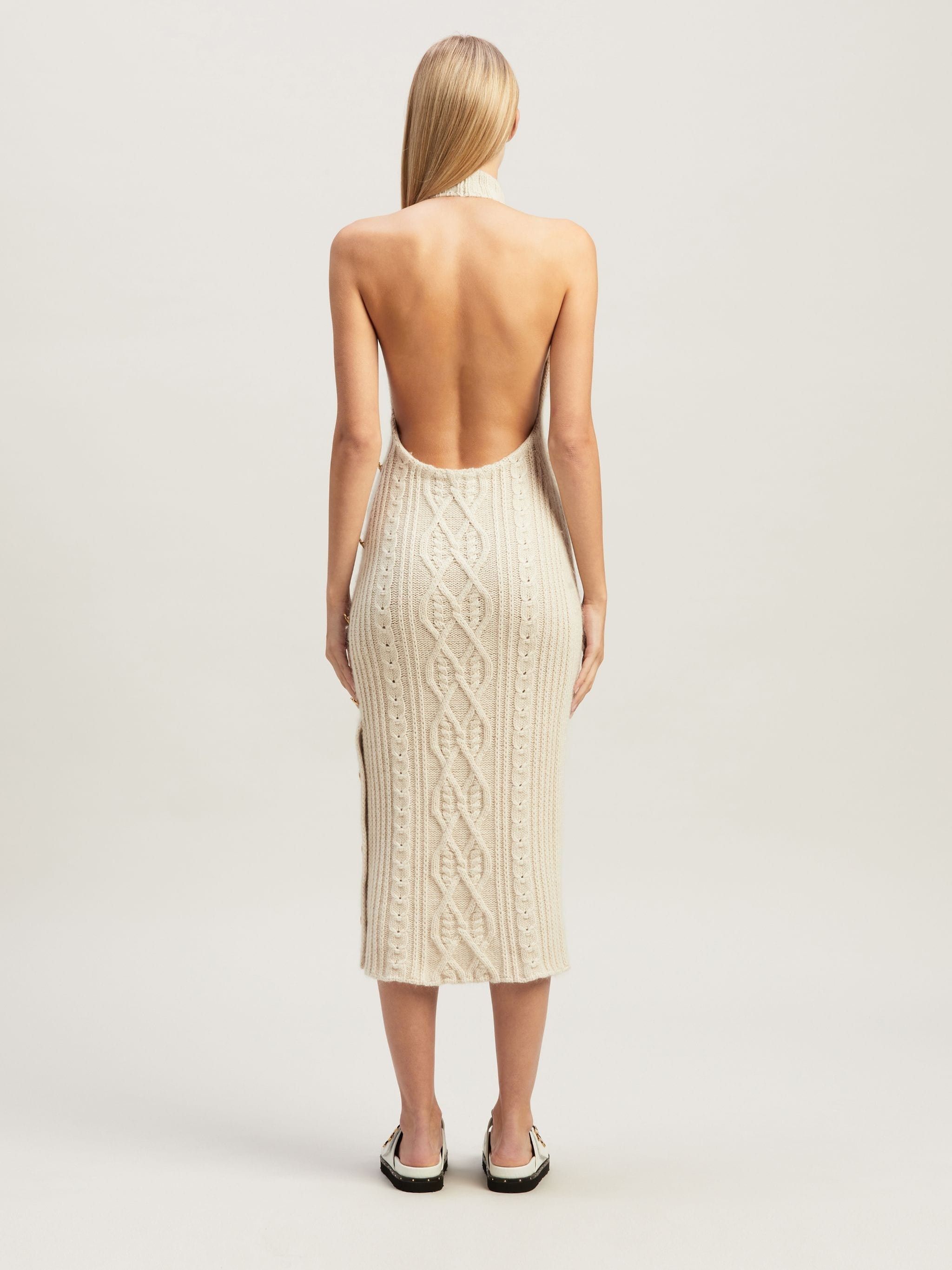 Palm Angels o1y1125 Midi Dress in Beige Size S / US 4 / IT 40 - 4 Thumbnail