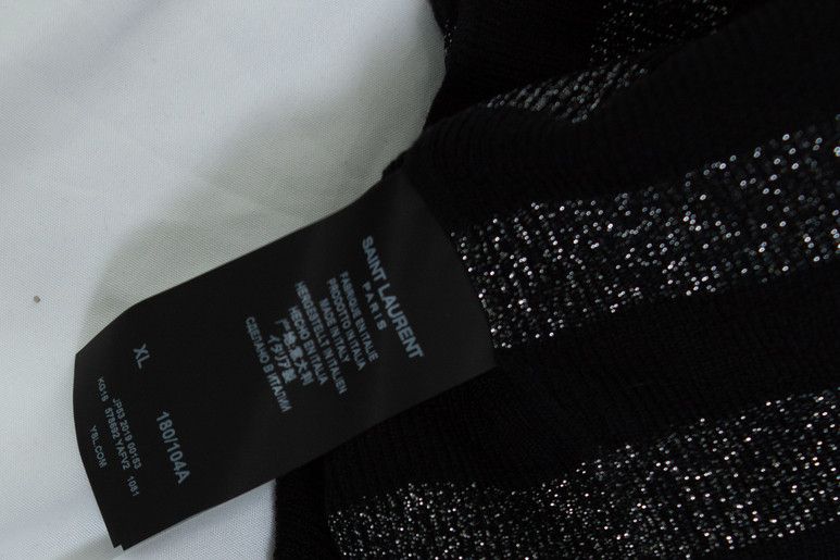 Saint Laurent Paris Saint Laurent, Metallic striped pull in black and silvery Size US XL / EU 56 / 4 - 6 Thumbnail