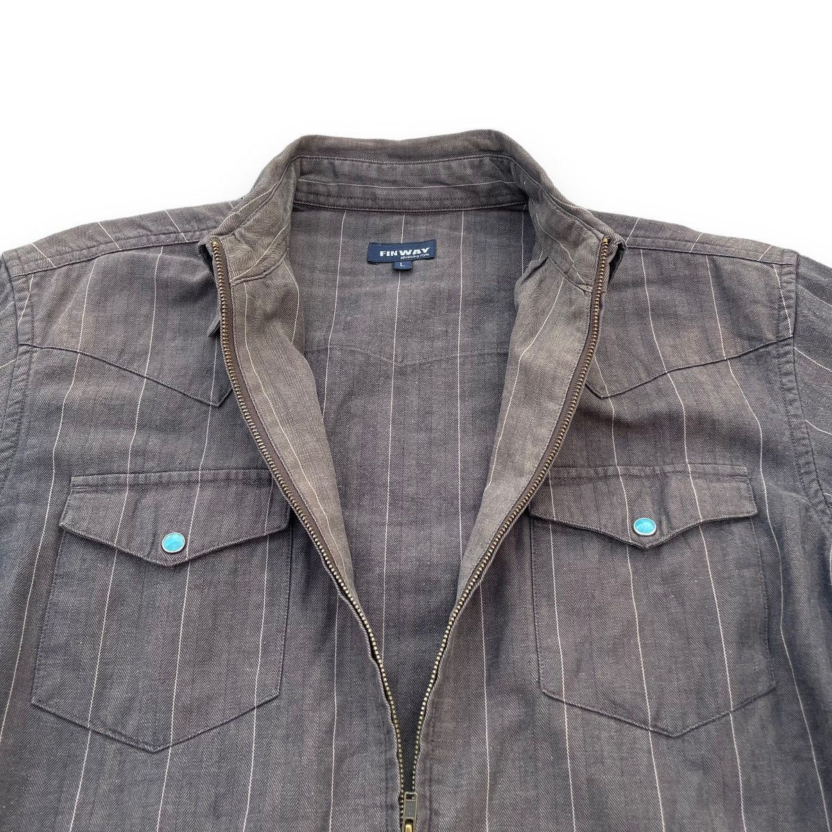 Issey Miyake 🇯🇵 VINTAGE FINWAY STRIPES FULL ZIP JACKET Size US L / EU 52-54 / 3 - 6 Thumbnail