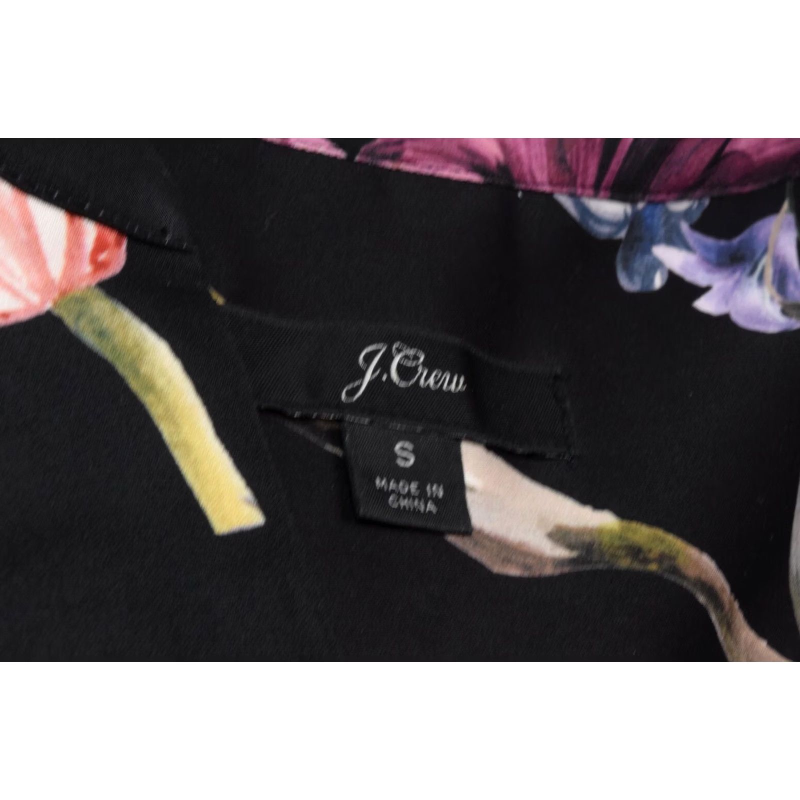 J.Crew J.Crew Midnight Floral Open V-Neck Top Womens S Black Pullover Long Sleeve Size S / US 4 / IT 40 - 5 Thumbnail