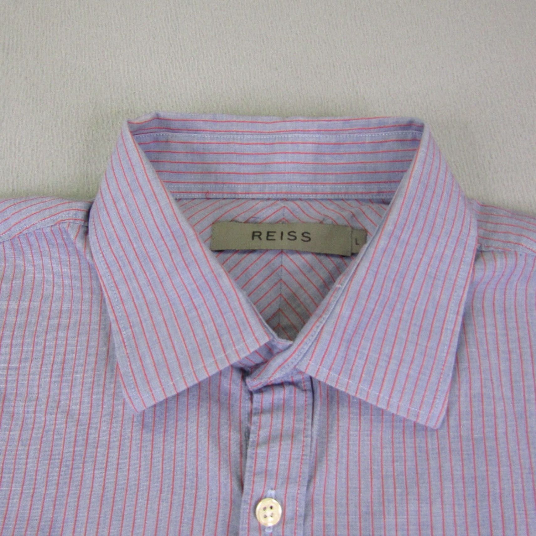 Reiss VINTAGE Reiss Men's Shirt Long Sleeve Cotton Button-Up Blue Red Stripes Casual Business Formal Party Large Size US L / EU 52-54 / 3 - 2 Thumbnail
