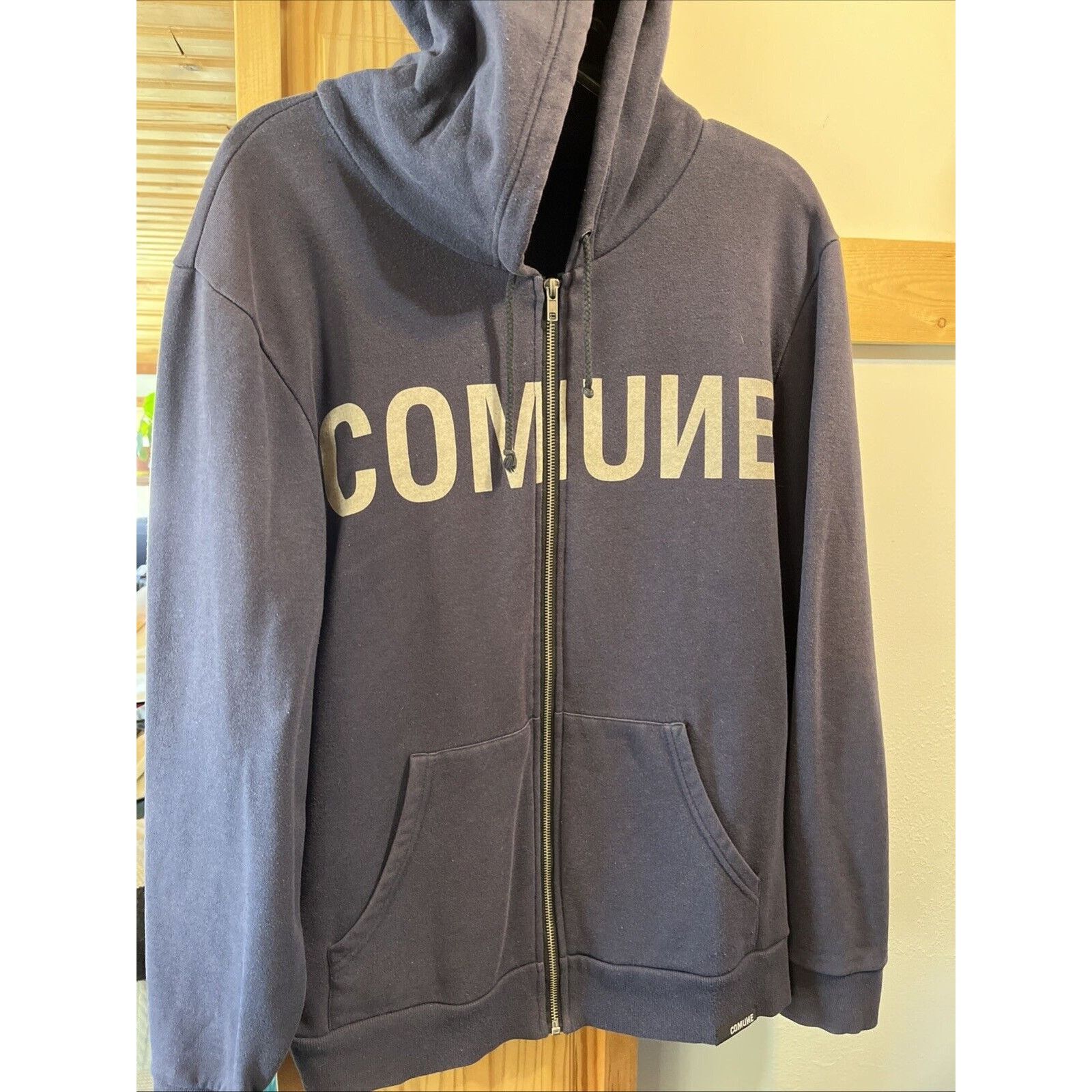 Comune Comune Men L Navy Blue Hooded Jacket Cotton Polyester Skater Size US L / EU 52-54 / 3 - 2 Thumbnail