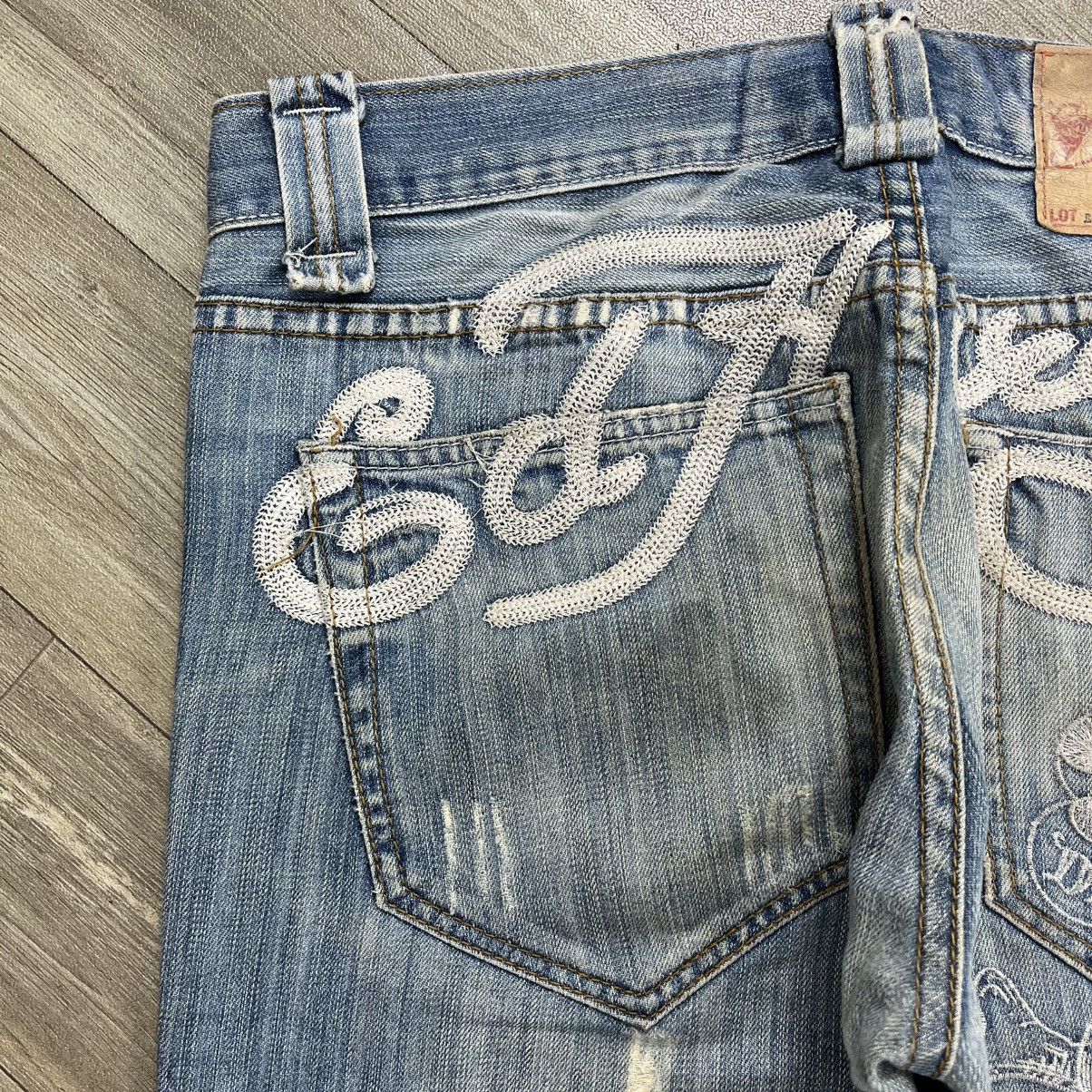 Ed Hardy Vintage Ed Hardy Distressed Embroidery Y2K Baggy Jeans Size US 32 / EU 48 - 4 Thumbnail
