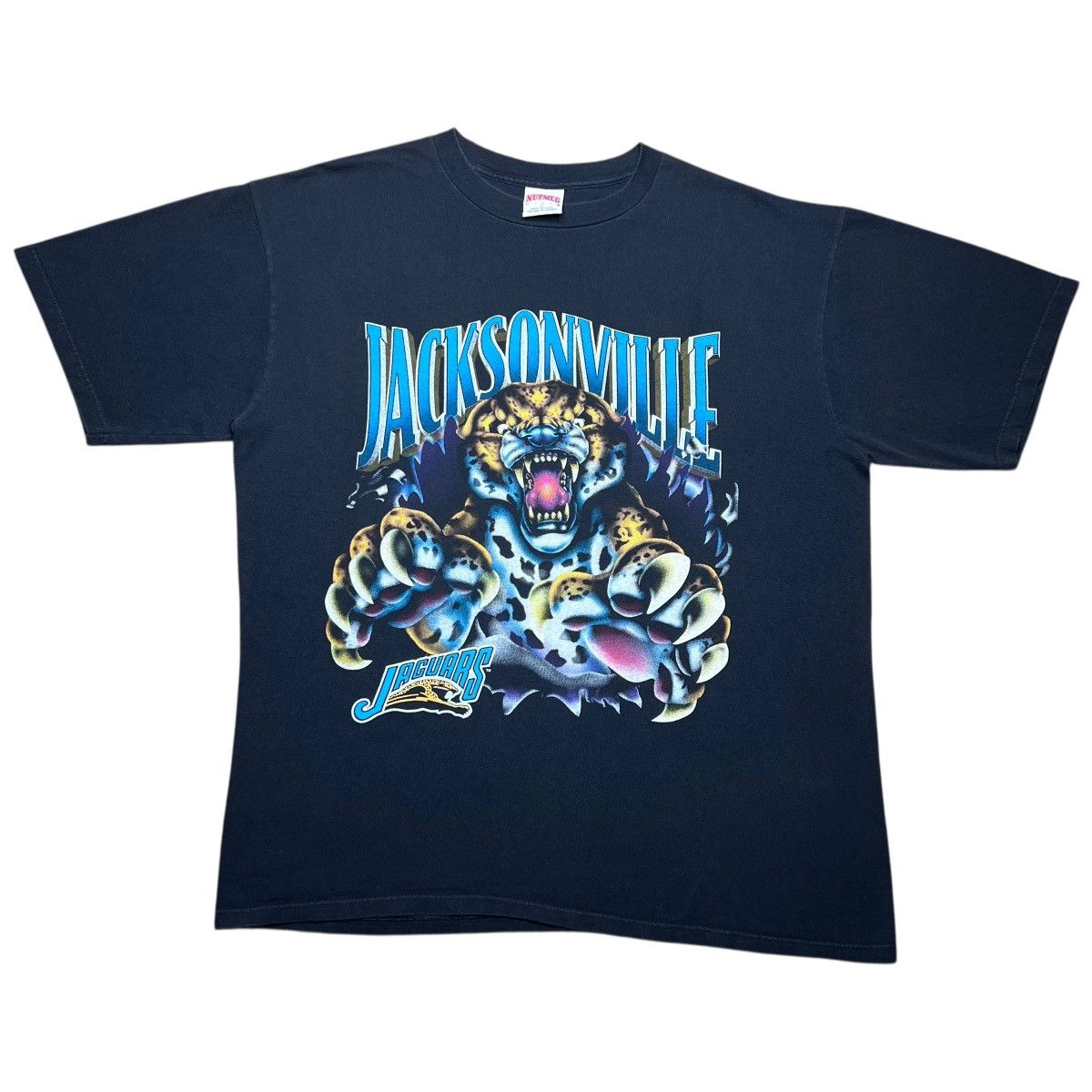 Nutmeg 1993 NFL Jacksonville Jaguares Nutmeg Mills Double Sided Tee Size US XL / EU 56 / 4 - 1 Thumbnail