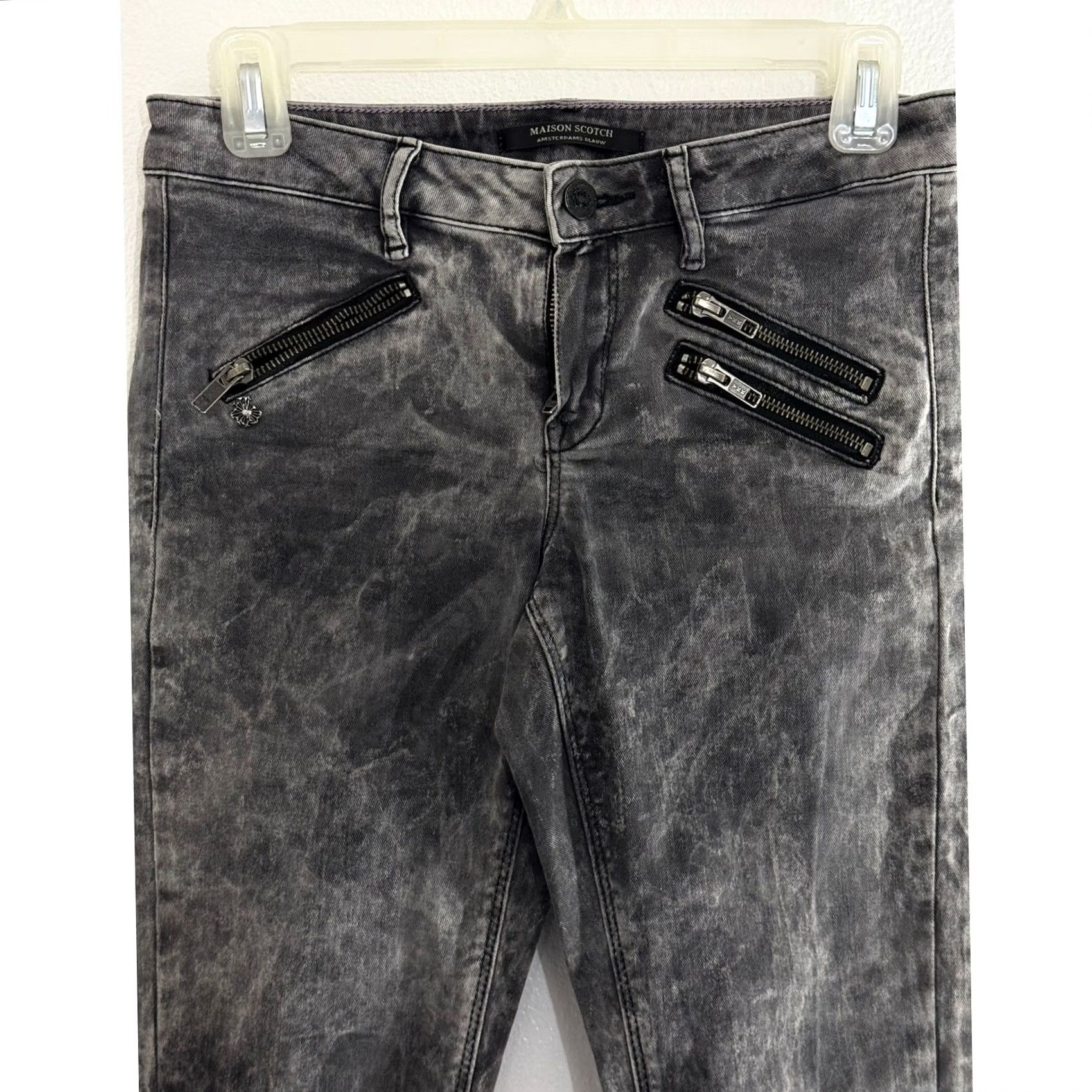 Maison Scotch MAISON SCOTCH La Parisienne Skinny Jeans Denim Women 27W L32 Black Zip Stretch 100% Cotton Regular Slim Skinny Jeans Womens Size 27" / US 4 / IT 40 - 3 Thumbnail