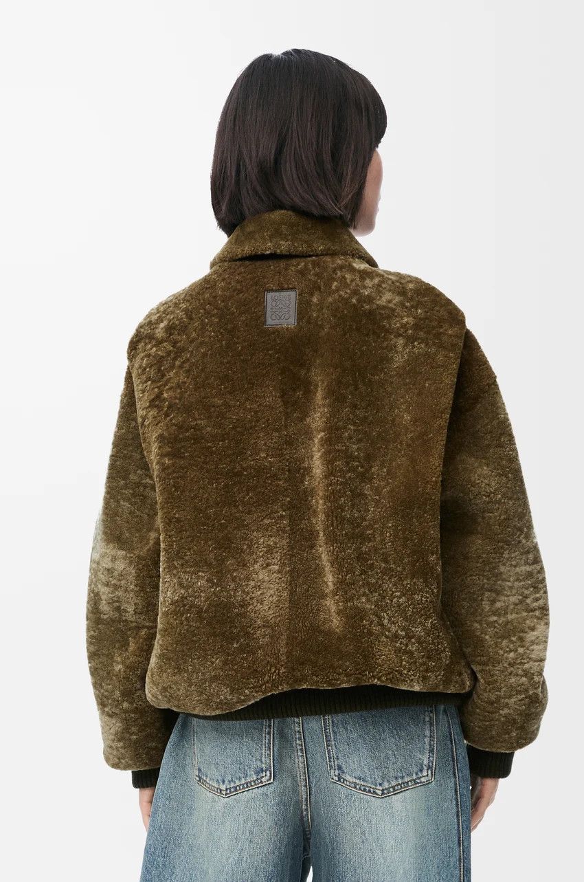 Loewe o1loc1c0525 Zip Up Jacket In Shearling in Khaki Green Size M / US 6-8 / IT 42-44 - 4 Thumbnail