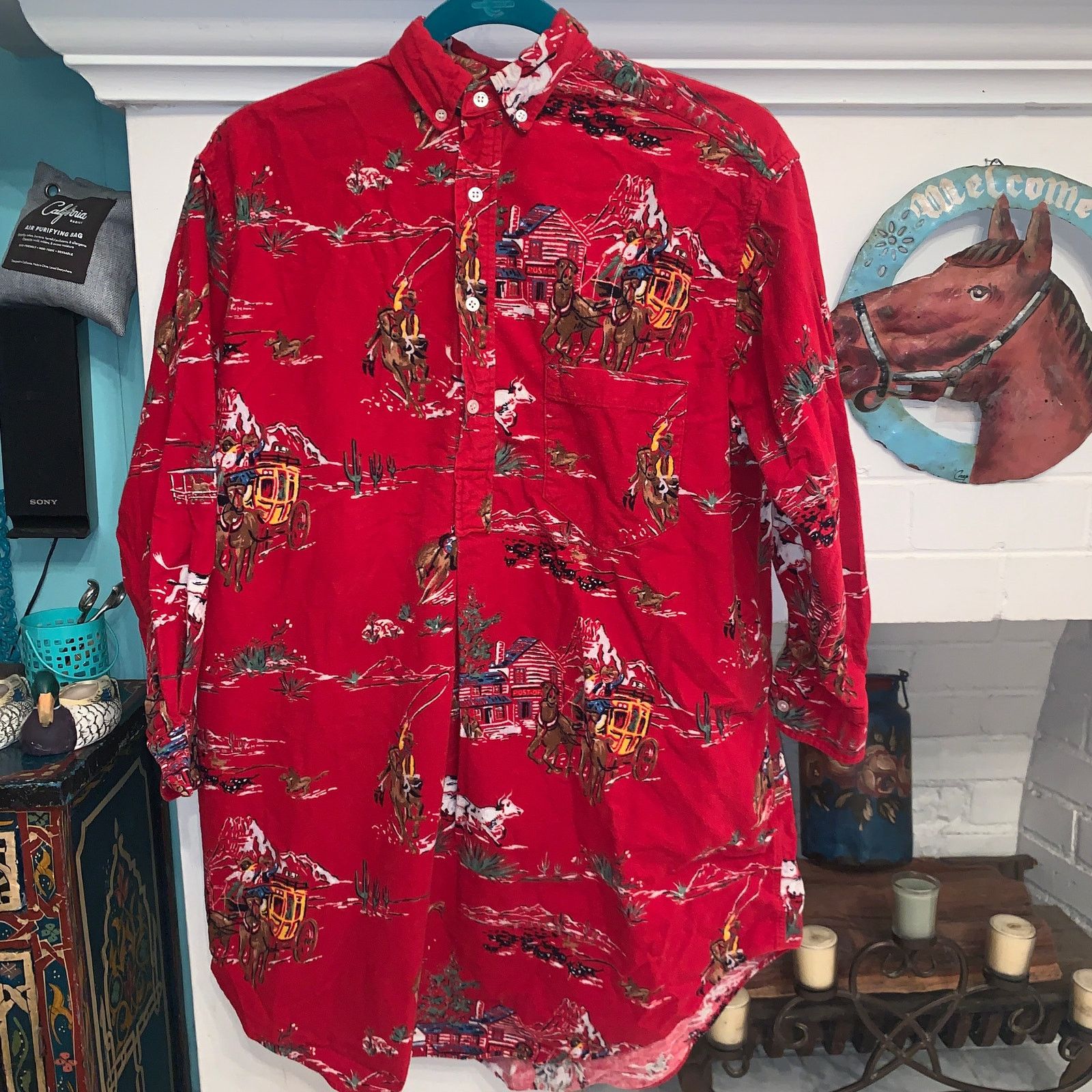 Ralph Lauren 80's RALPH LAUREN COWBOY WESTERN FLANNEL OVERSIZE NIGHTSHIRT Size ONE SIZE - 4 Thumbnail