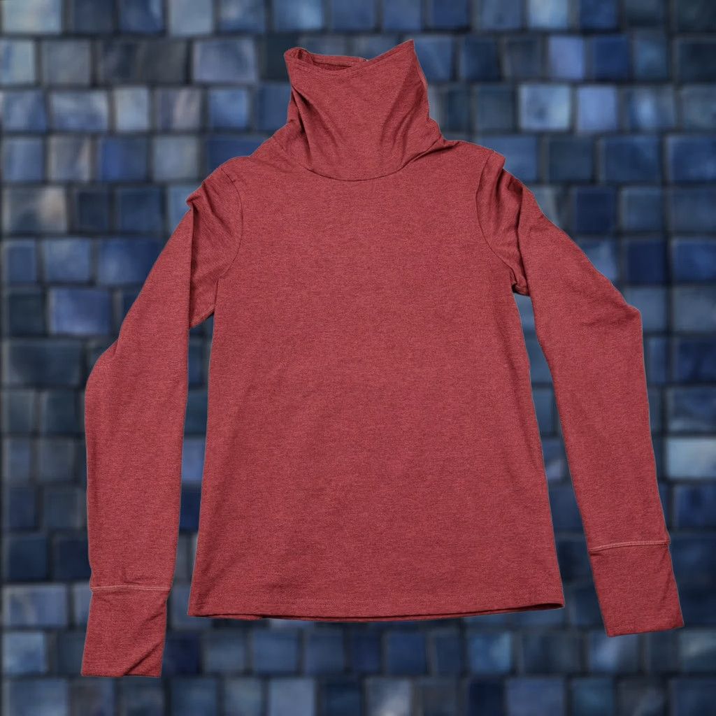 Prana PrAna Turtleneck Shirt Womens Small Red Long Sleeve Athletic Back Zip Pocket Size S / US 4 / IT 40 - 1 Thumbnail