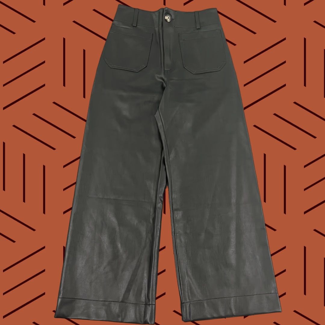 Vintage VTG Rem Garson Leather Pants Womens 10 Black High Rise 30x30 Straight 90s Casual Womens Size 32" / US 10 / IT 46 - 1 Thumbnail