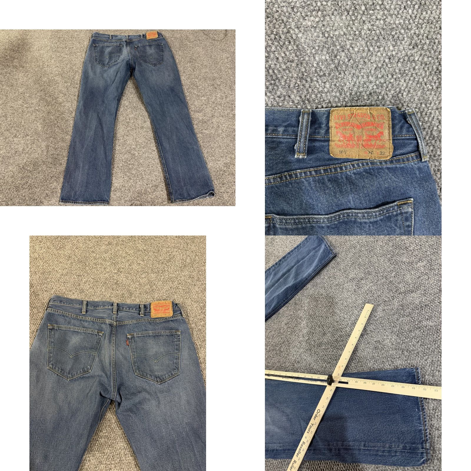 Levi's Levi's 501 Jeans Mens 40x32 Blue Medium Wash Denim Button Fly Straight Leg 5-Pocket Regular Fit Pants Size US 40 / EU 56 - 8 Thumbnail