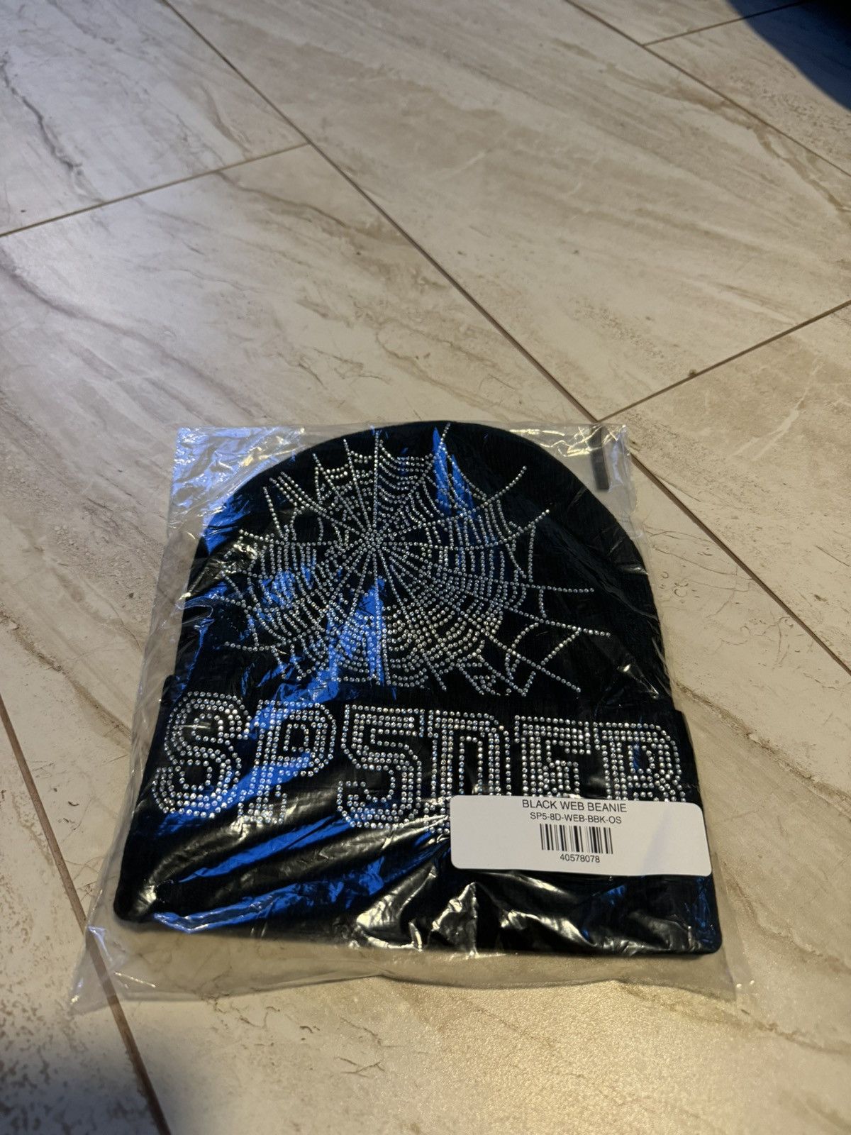 image of Spider Worldwide Sp5Der Worldwide Rhinestone Beanie in Black, Men's