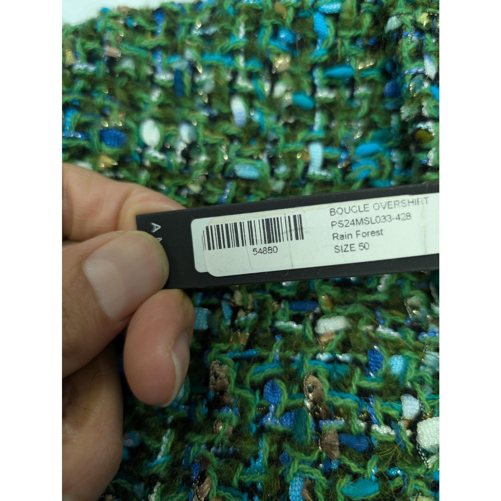 Amiri o1rshd1 Boucle Overshirt Button up Shirt in Rain Forest Size US M / EU 48-50 / 2 - 22 Thumbnail