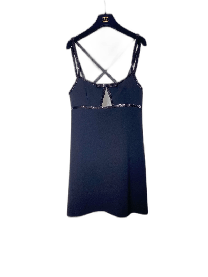 Prada Miu Miu Sequin Back Cross Strap Dress Size L / US 10 / IT 46 - 1 Thumbnail