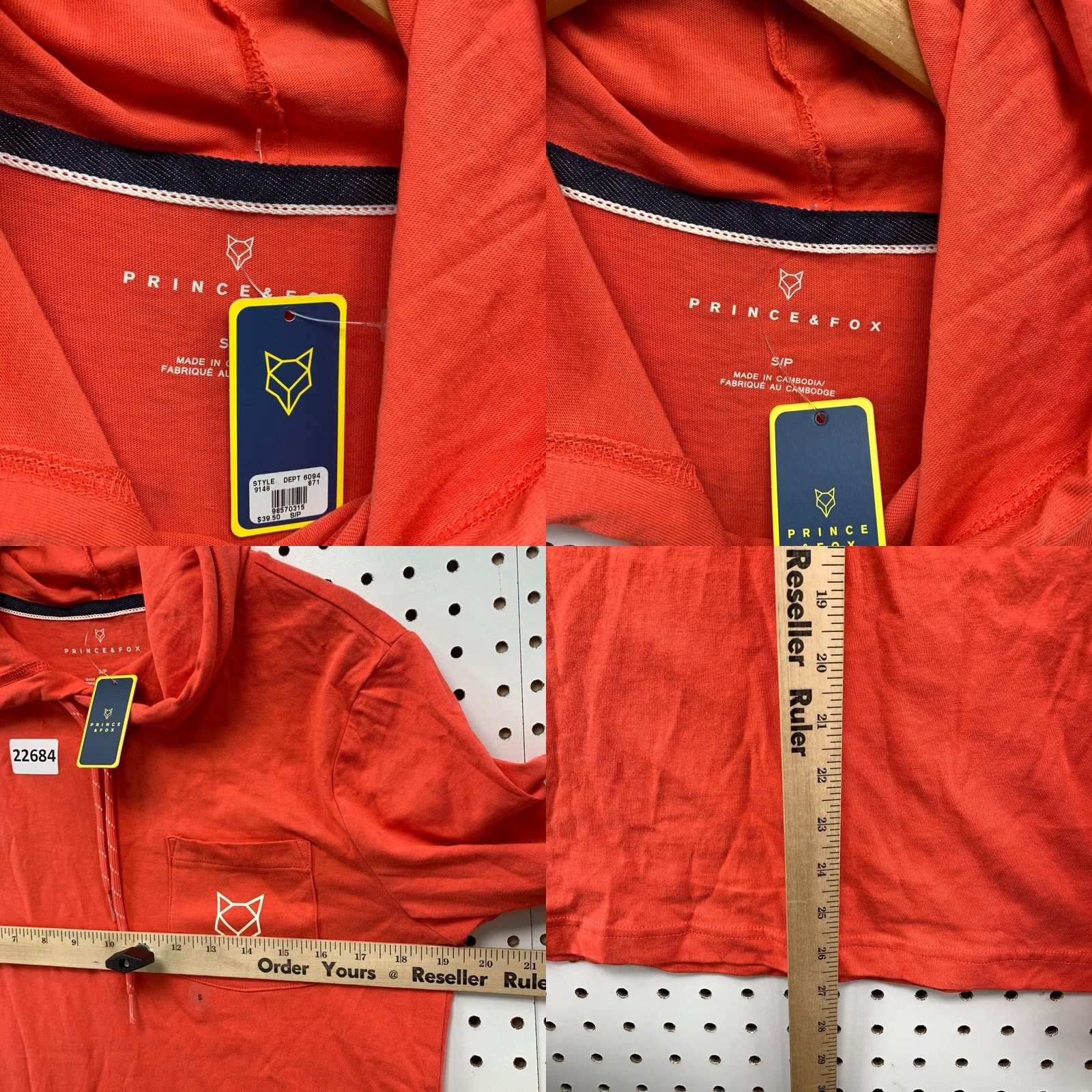 Prince Prince & Fox Shirt S Orange NEW Long Sleeve Men Hooded NWT Size US S / EU 44-46 / 1 - 8 Thumbnail