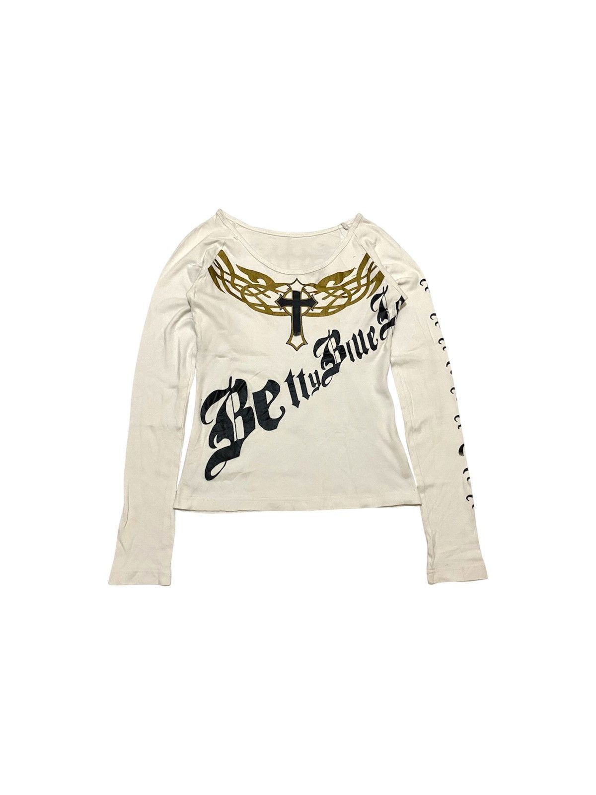 Japanese Brand 2000s Betty Blue Tribal Cross Longsleeve Size M / US 6-8 / IT 42-44 - 1 Thumbnail