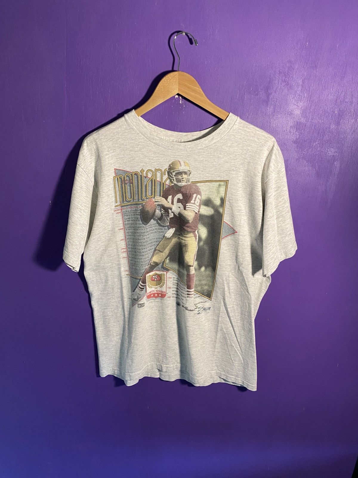Vintage 90s Salem Joe Montana 49ers player tee