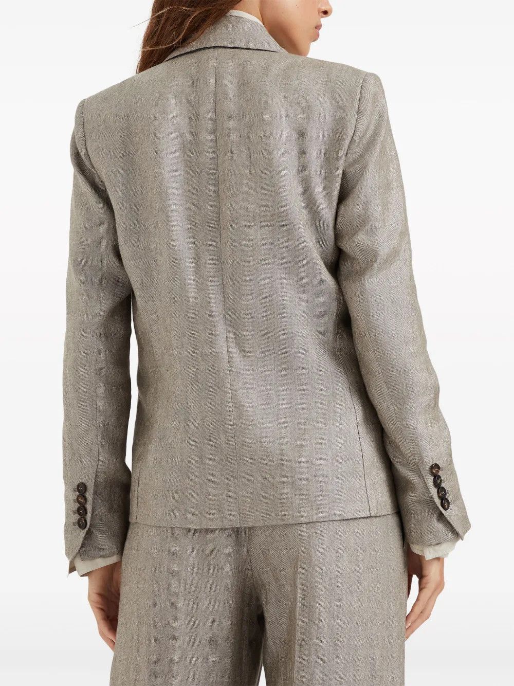 Brunello Cucinelli o1w1db10825 Woven Jacket Wool in Brown/Overflow Size S / US 4 / IT 40 - 4 Thumbnail