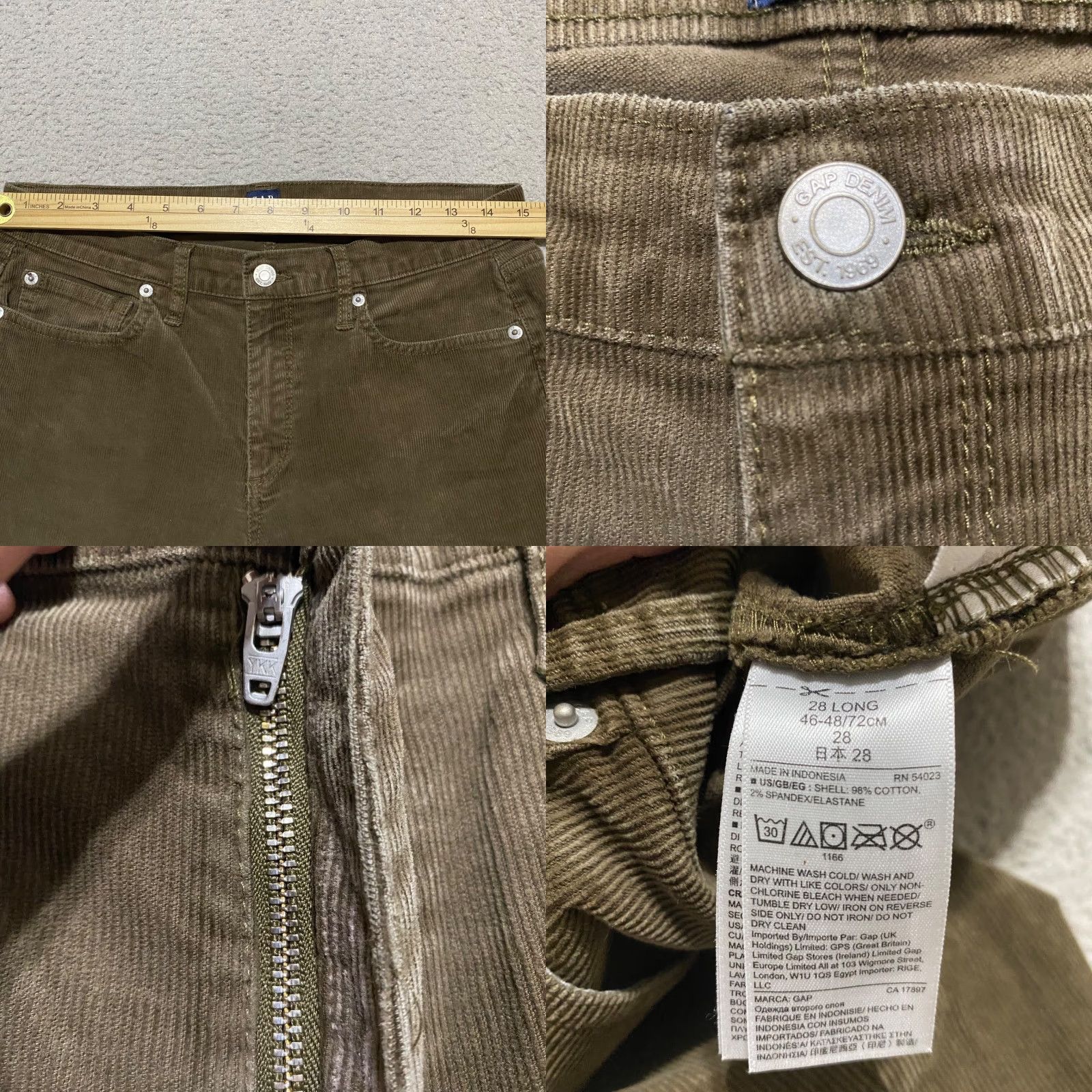 Gap GAP Jeans Womens Tall 28 Brown Corduroy Skinny Mid Rise Corduroy Jeans Tall Womens 28 Brown Skinny Mid Rise GAP Size 28" / US 6 / IT 42 - 8 Thumbnail