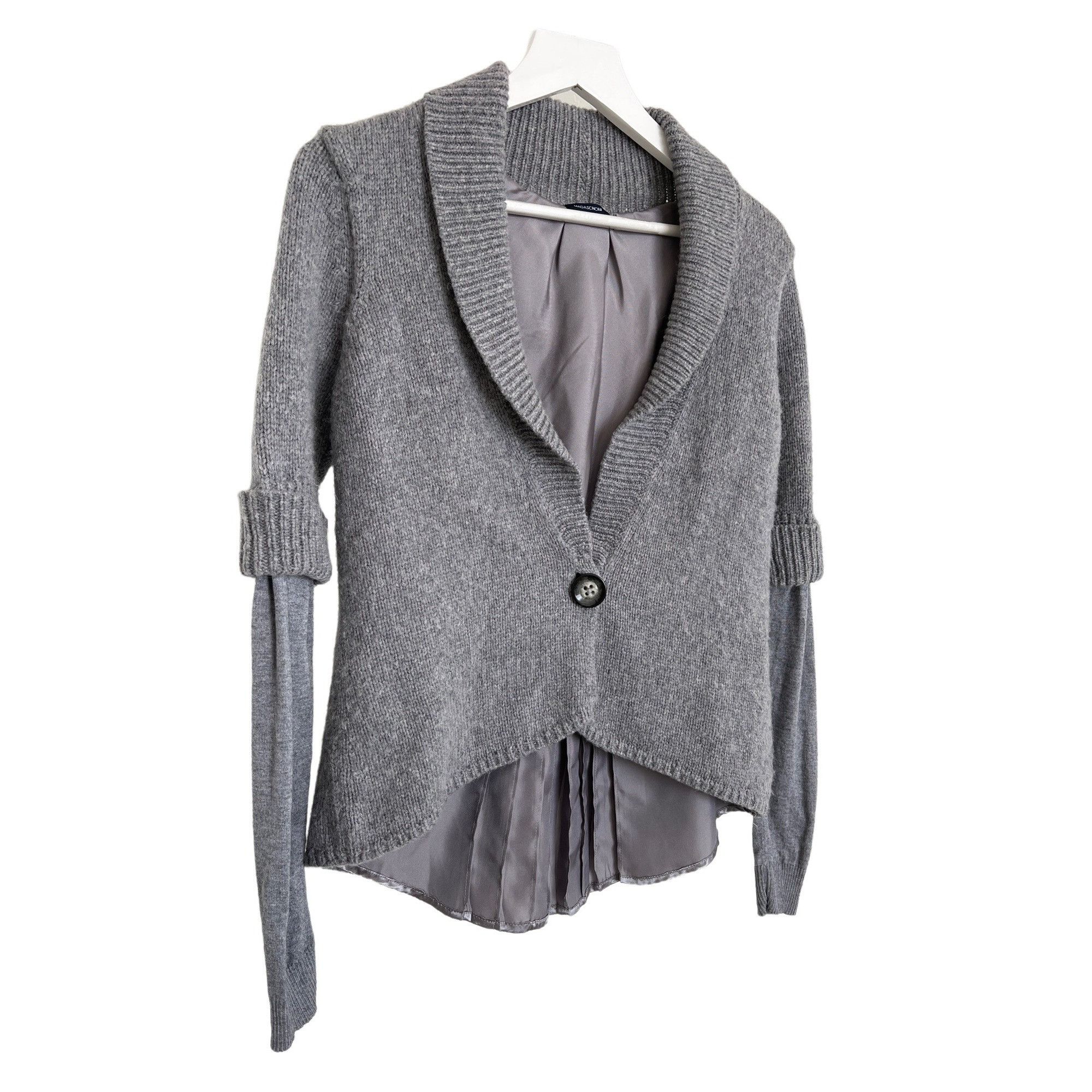 Magaschoni Magaschoni Grey V-Neck Wool Blend Silk Lined Sweater Size S / US 4 / IT 40 - 2 Thumbnail
