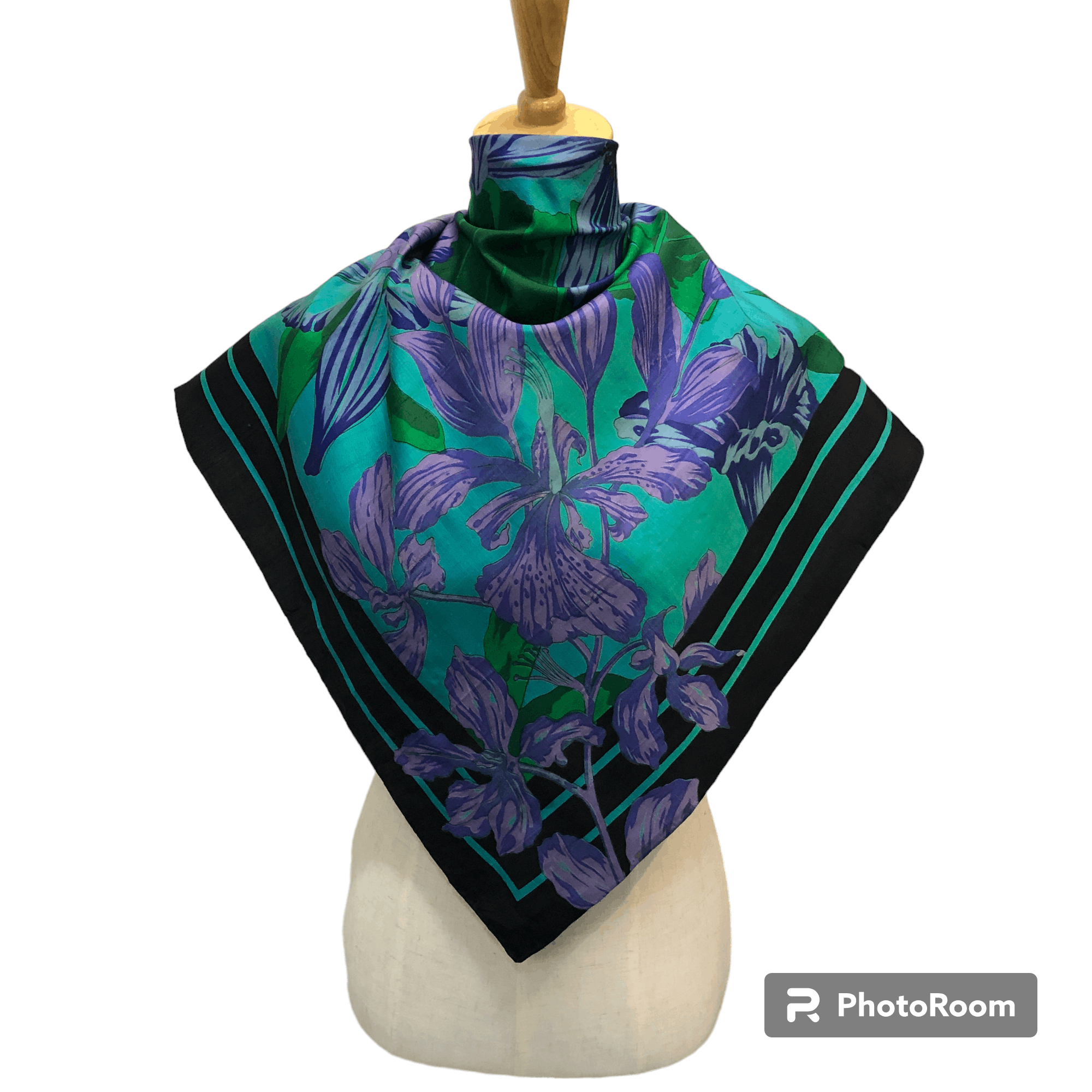 Vintage Luxury Floral Hand Rolled Silk Scarf M1322