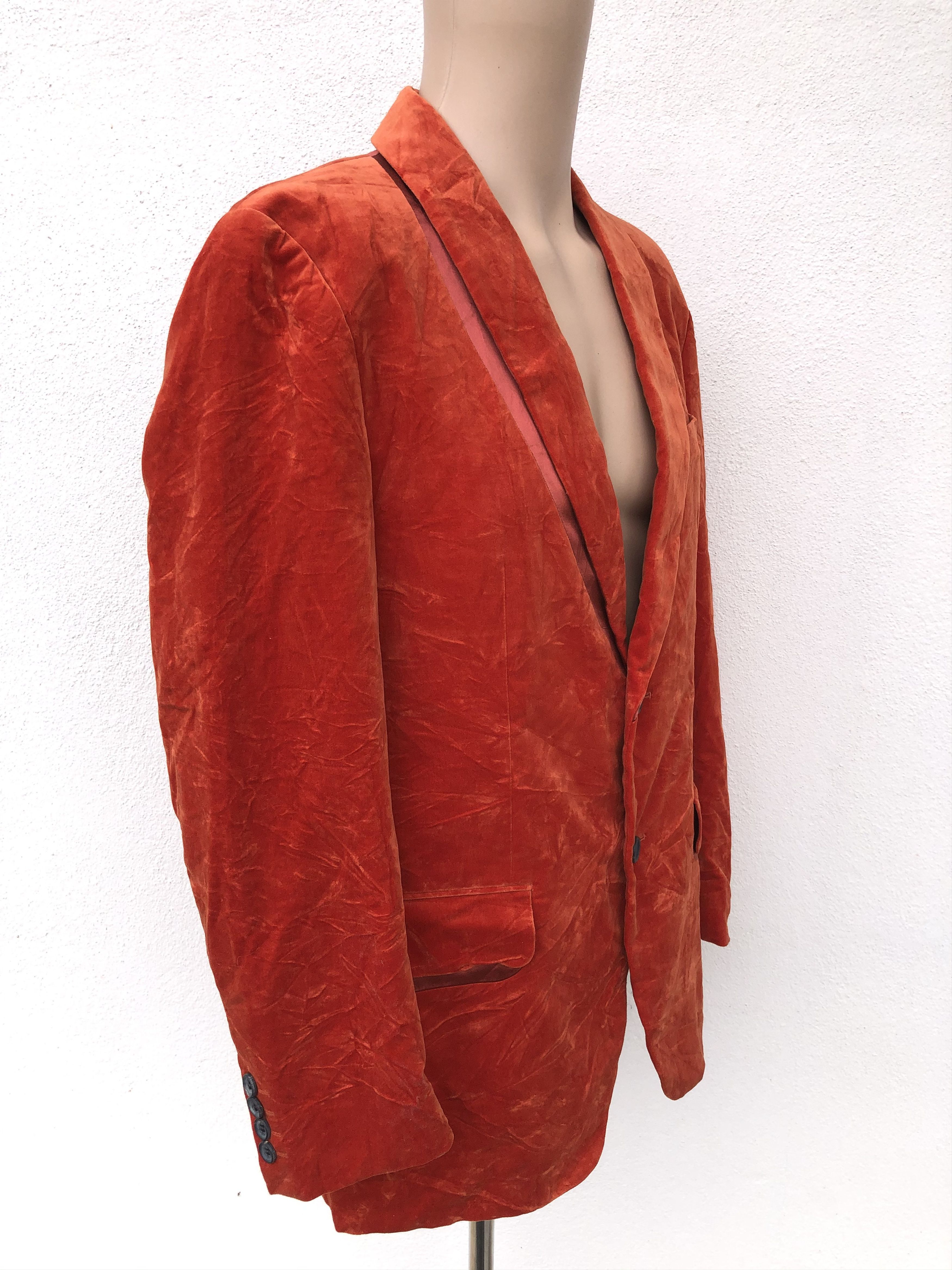Issey Miyake Issey Miyake Orange Crushed Velvet Blazer Jacket Size US L / EU 52-54 / 3 - 3 Thumbnail