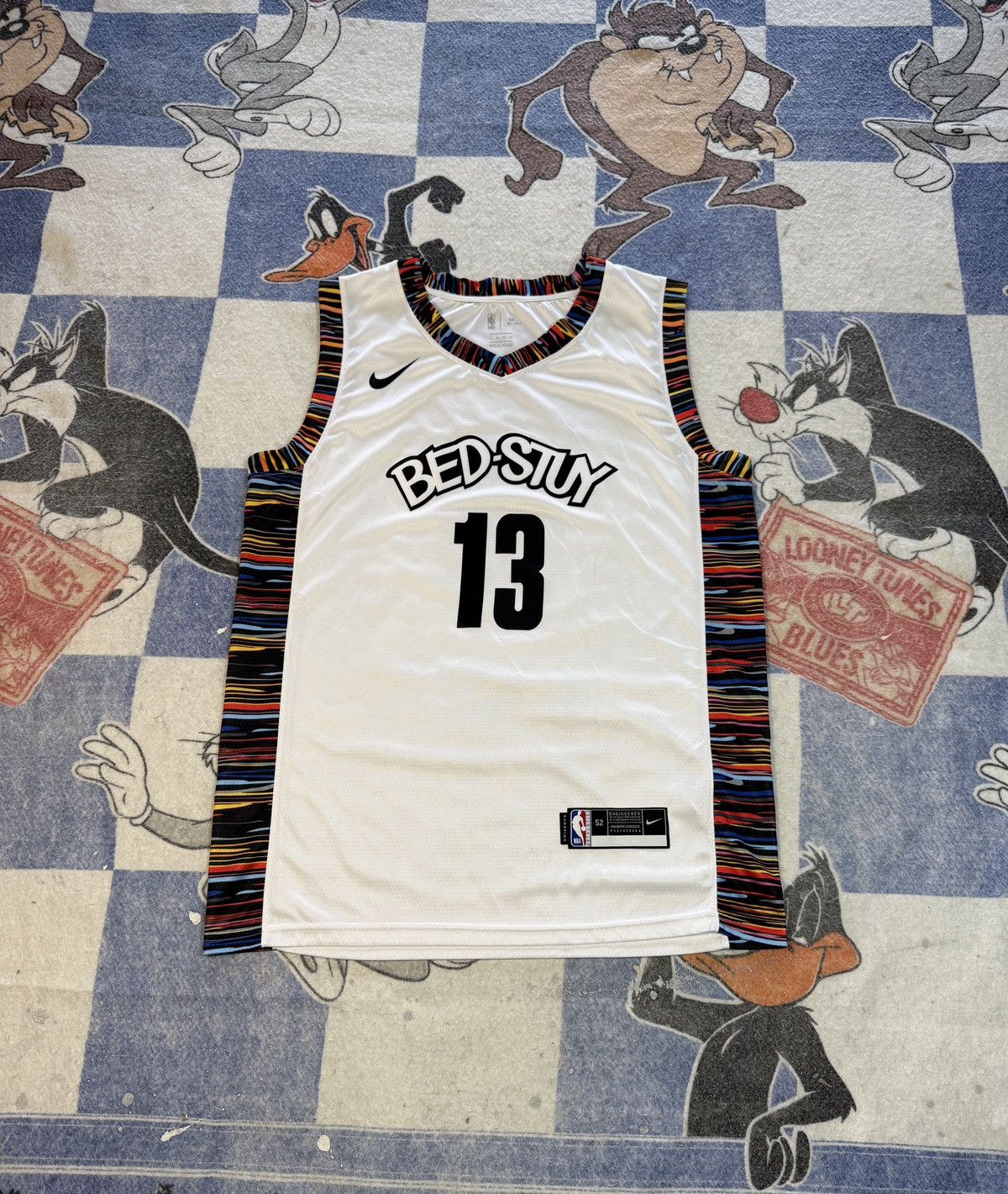 Brand New Nike NBA Brooklyn Nets 'Bed-Stuy' Biggie store White Jersey (Size: 56-XXL)