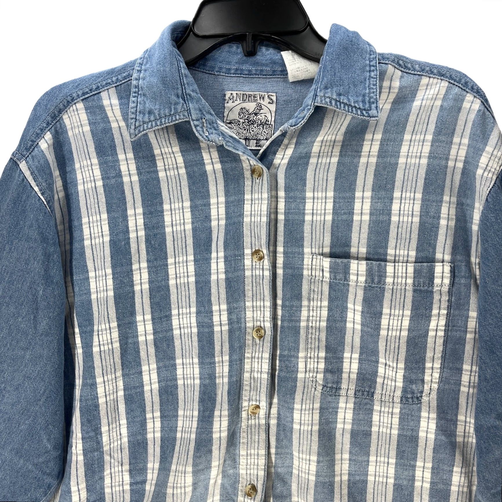 Vintage Vintage Andrews Blues Plaid Button-Up Long Sleeve Shirt Women L Blue Chambray Casual Size L / US 10 / IT 46 - 2 Thumbnail