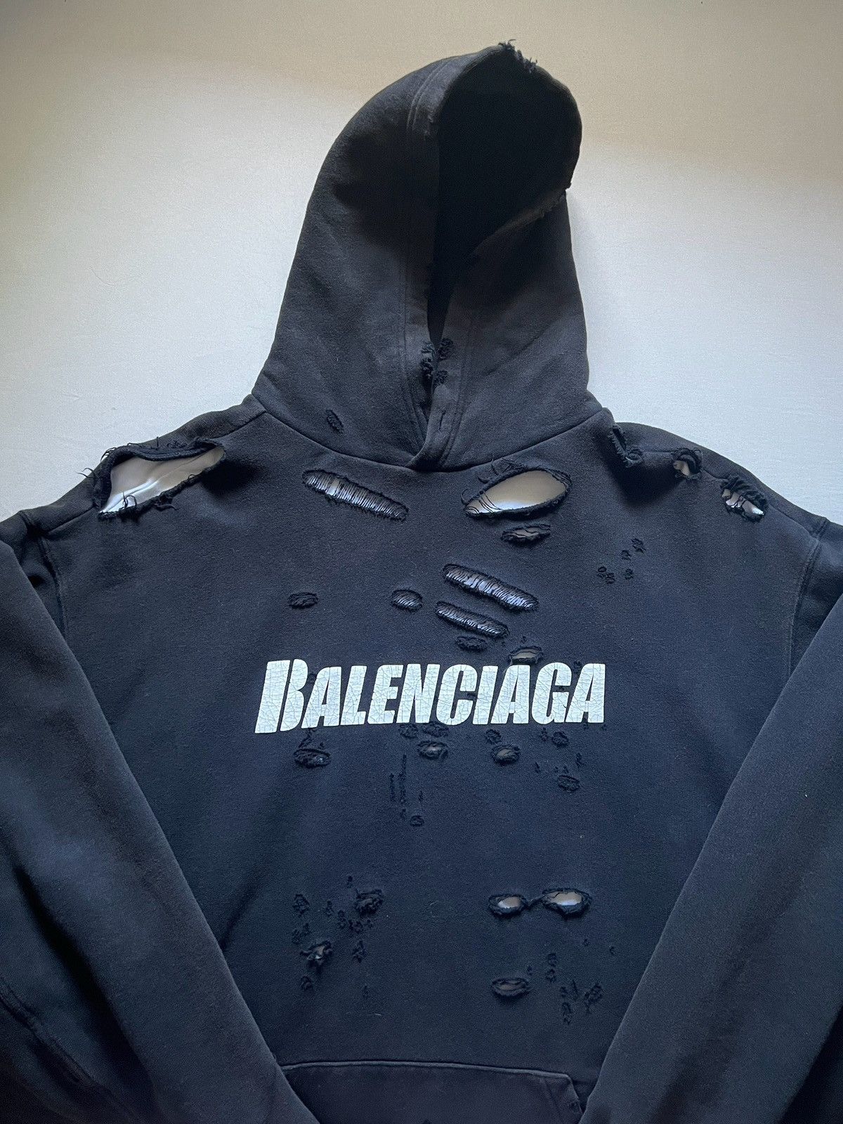 Balenciaga Balenciaga Black Destroyed Oversized Hoodie | Grailed