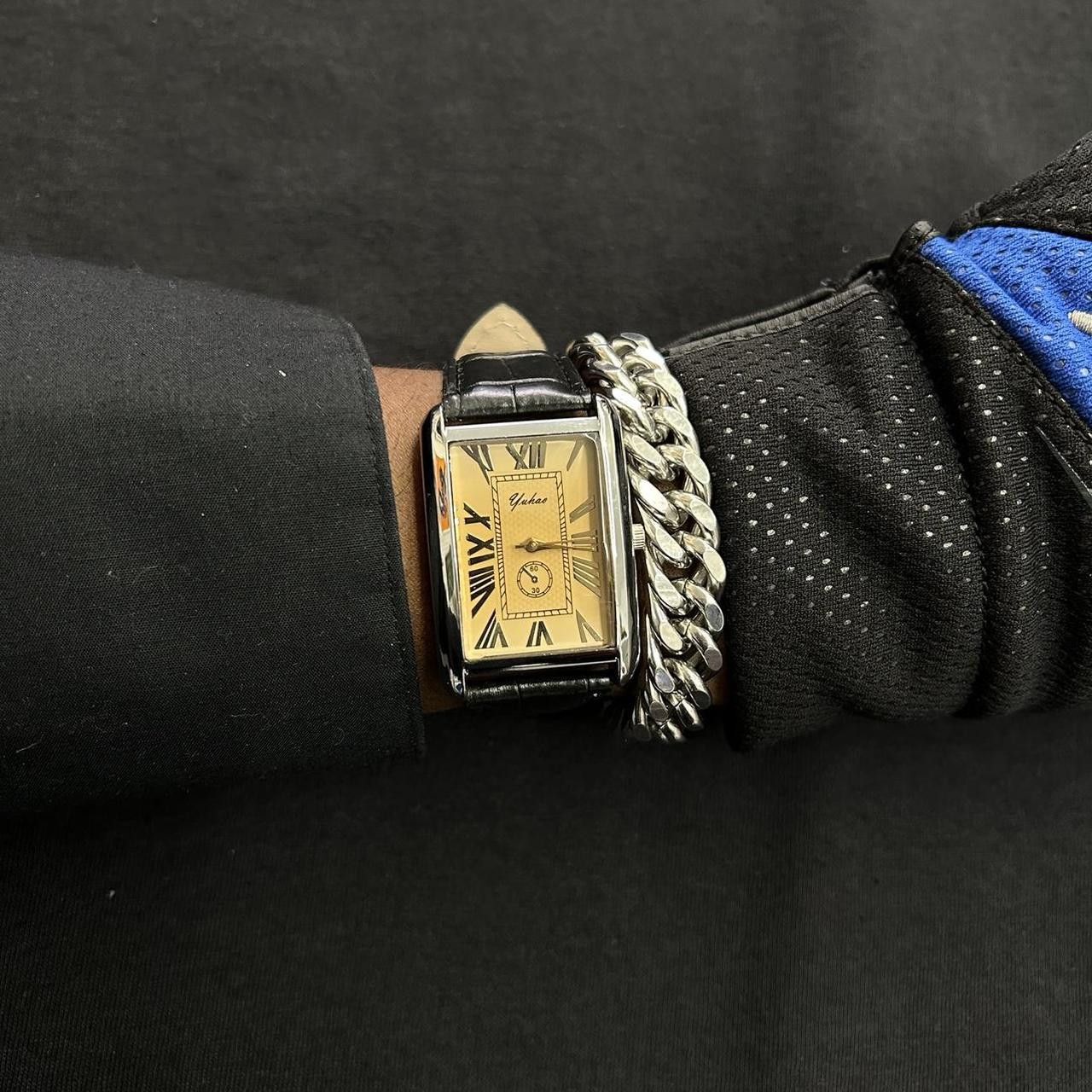 Vintage Vintage 2000s Style Black Rectangular Quartz Leather Watch Size ONE SIZE - 6 Thumbnail