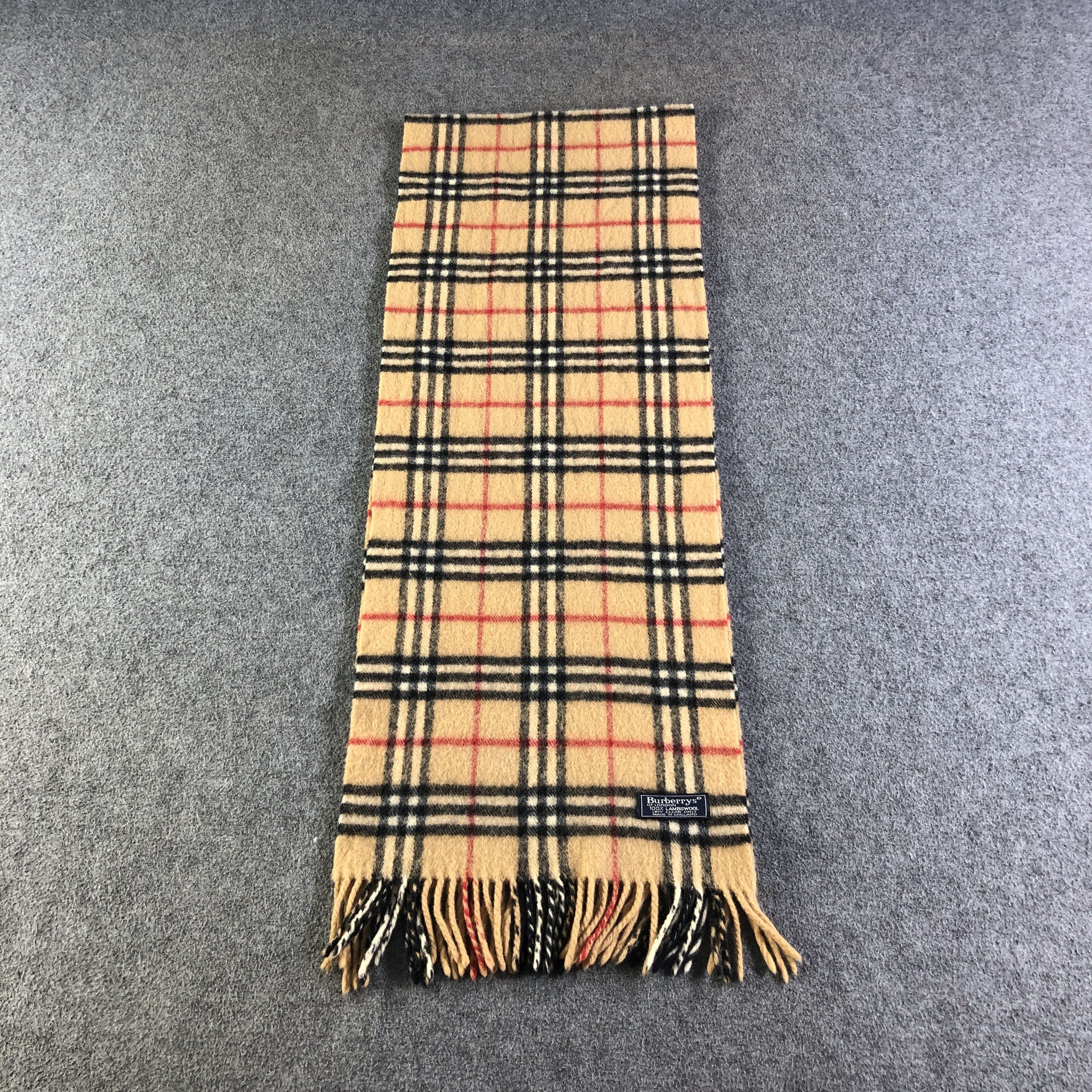 Burberry Burberrys Nova Check Tan Wool Scarf Muffler V2703 Size ONE SIZE - 2 Thumbnail