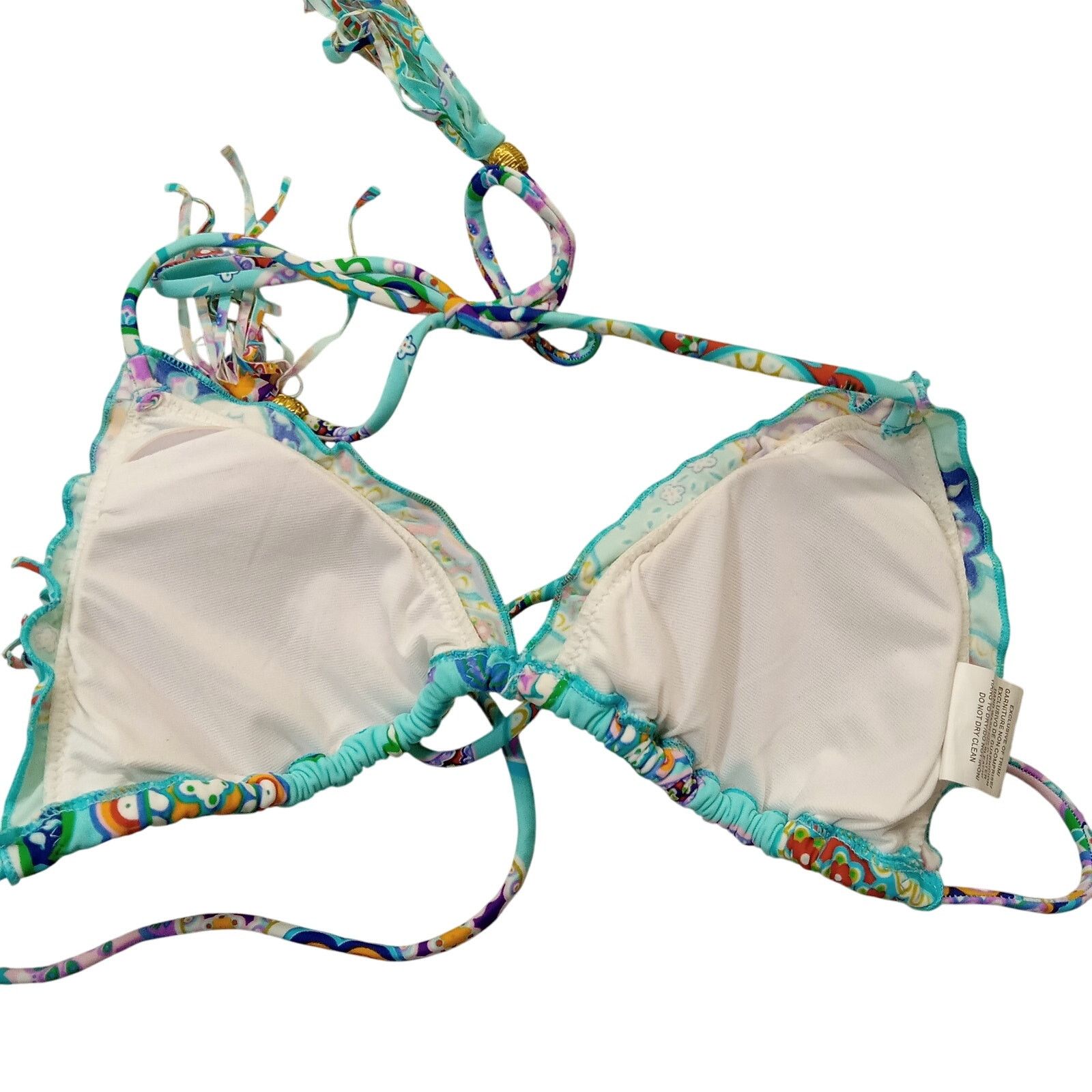 & Other Stories Beach Joy Woman's S Swimwear Top Teal Paisley Tassels Size ONE SIZE - 4 Thumbnail
