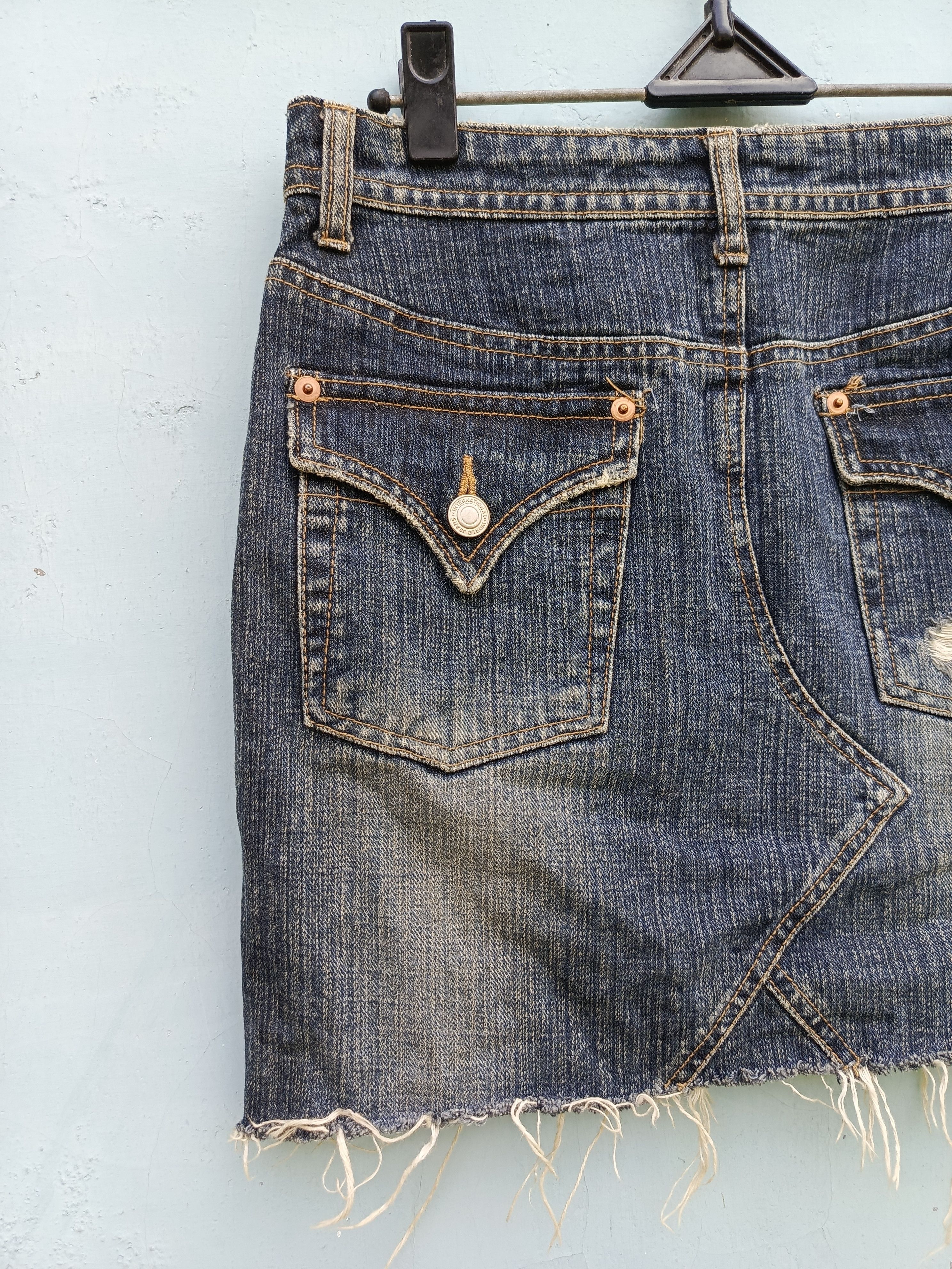 Japanese Brand A.L.C.X Distressed denim skirt Size 29" - 6 Thumbnail
