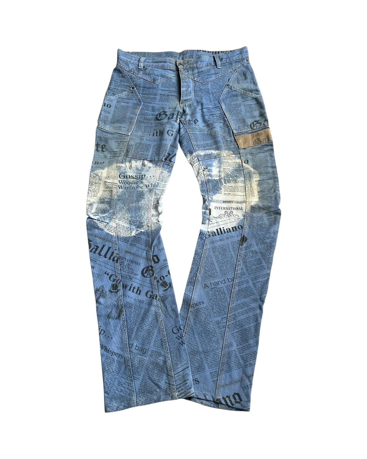 John Galliano SS2006 Runway Star Panel Gazette Newspaper J-Cut Denim Jeans Size US 34 / EU 50 - 1 Thumbnail