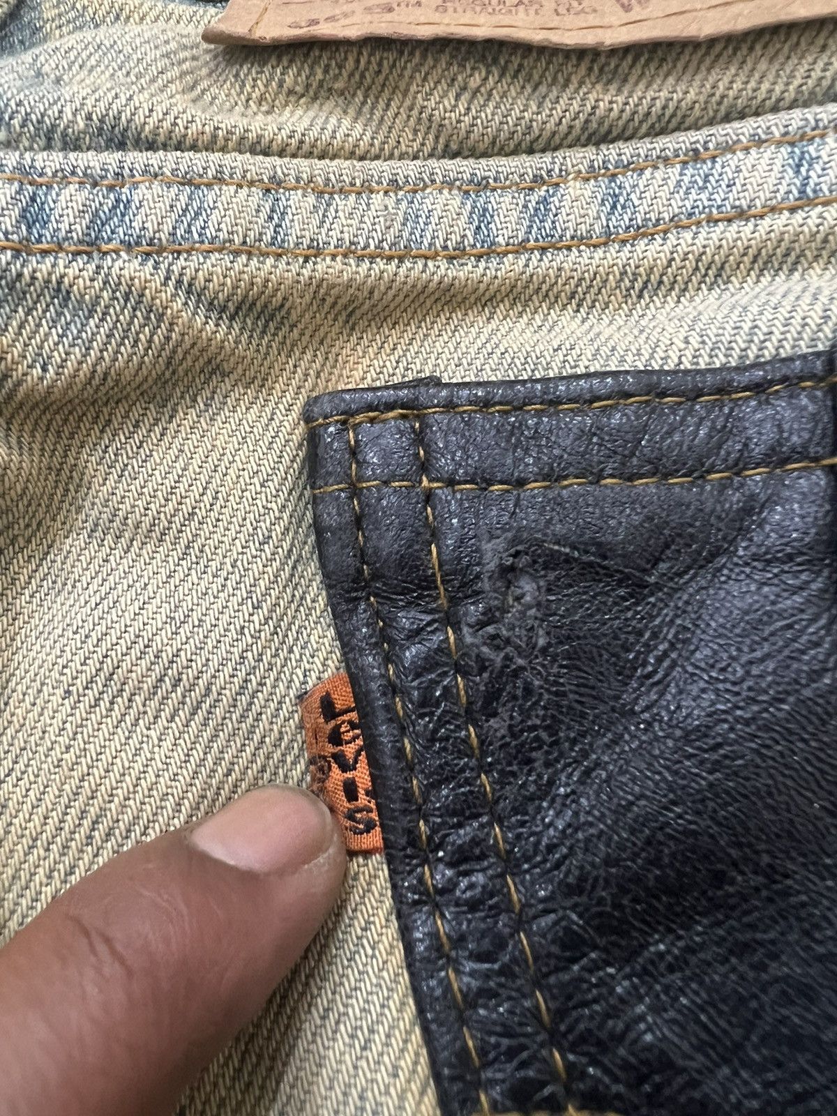 Number (N)ine 2000s Levis 505 Leather Mudwash Baggy Jeans y2k Lgb Ifsix Size US 32 / EU 48 - 4 Thumbnail