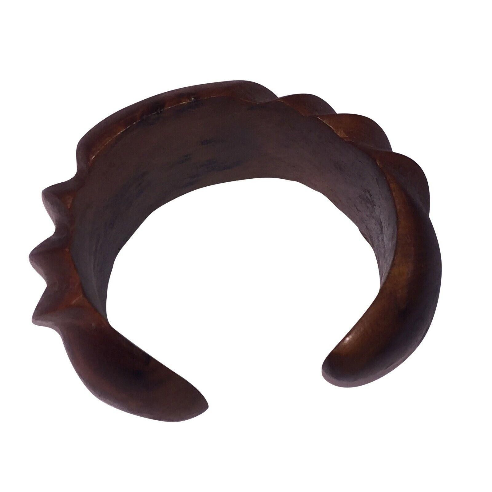 Designer Massive Burl Wood Carved Cuff Bracelet Size ONE SIZE - 3 Thumbnail