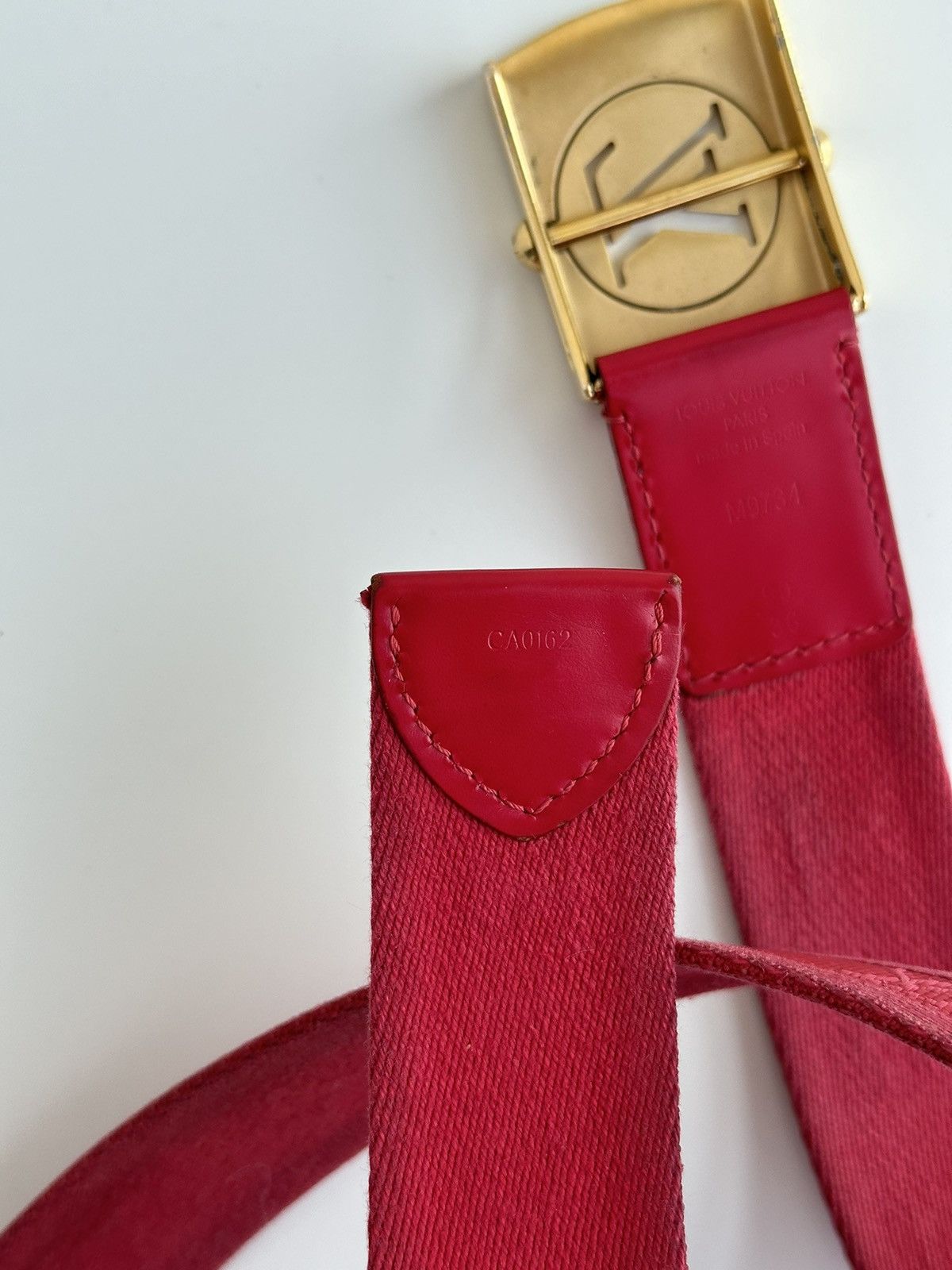 Louis Vuitton Louis Vuitton Red Monogram Canvas Cut Out belt M9734 Size 30 - 6 Thumbnail