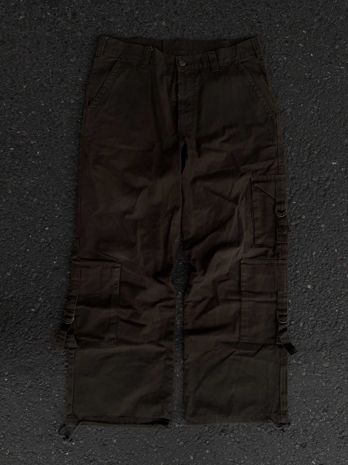 Designer × Vintage Brown Wide-Leg Cargo Pants Baggy Fit Utility Style 30/33 Size US 30 / EU 46 - 2 Thumbnail