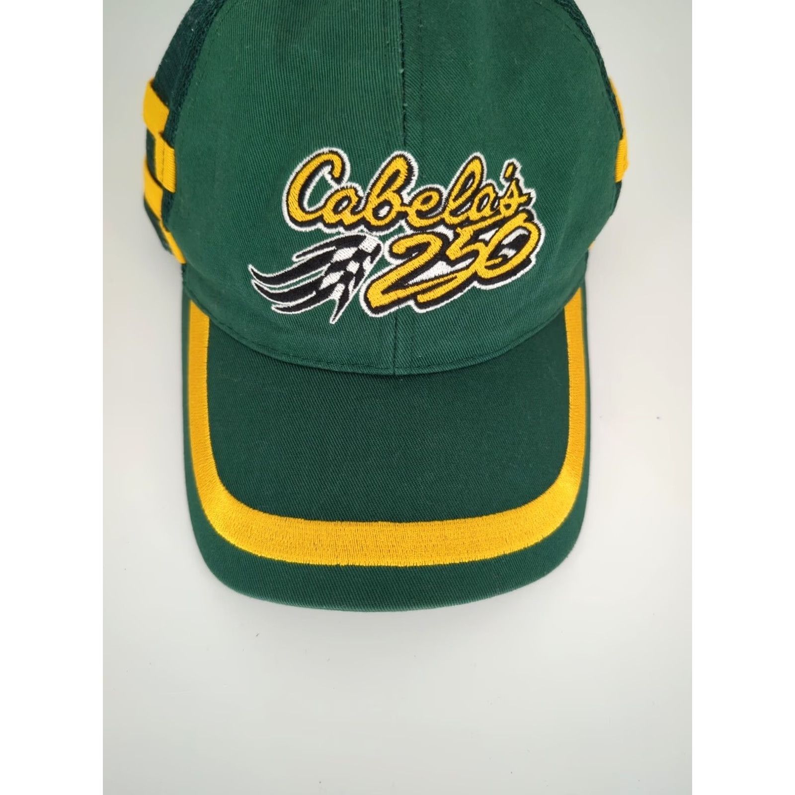 Vintage VINTAGE Cabela's 250 Embroidered Racing Snapback Hat Green Yellow Cap/Trucker Style Mens Adjustable Baseball Cap Size ONE SIZE - 3 Thumbnail